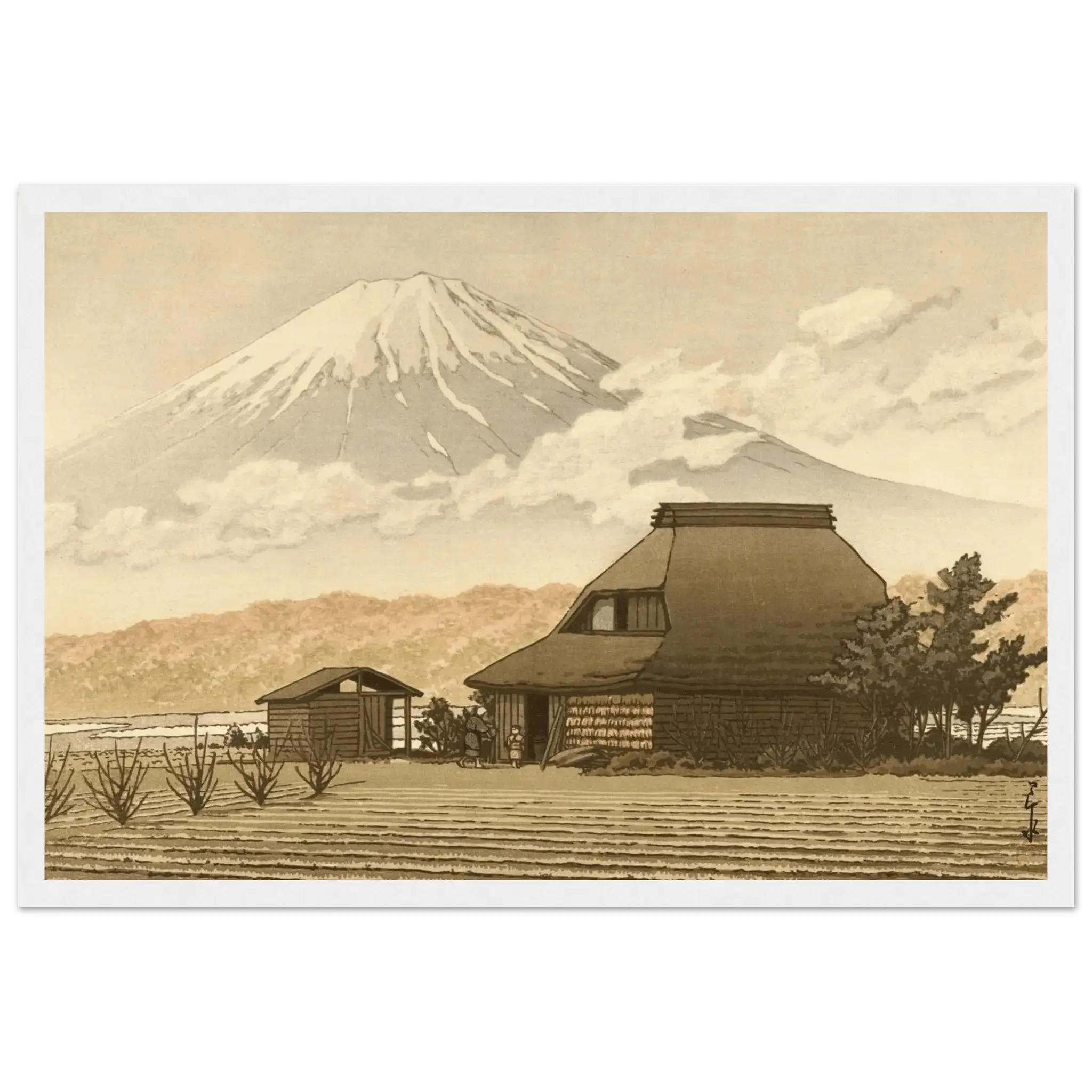 Fuji über dem Dorf Narusawa - Gerahmte Eleganz - HINORI