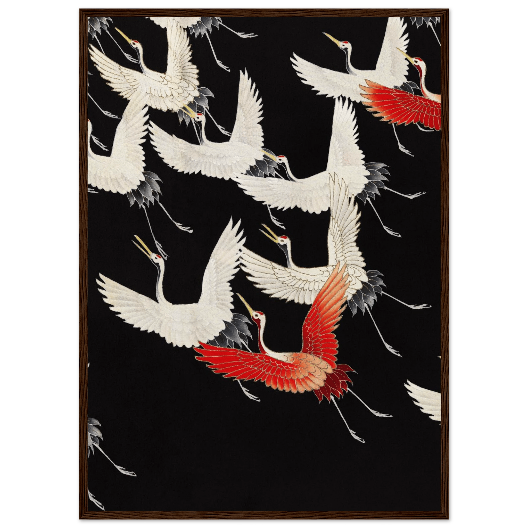 Furisode mit fliegenden Kranichen - Gerahmte Eleganz - HINORI