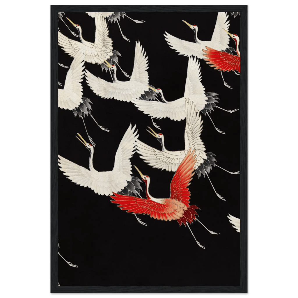 Furisode mit fliegenden Kranichen - Gerahmte Eleganz - HINORI