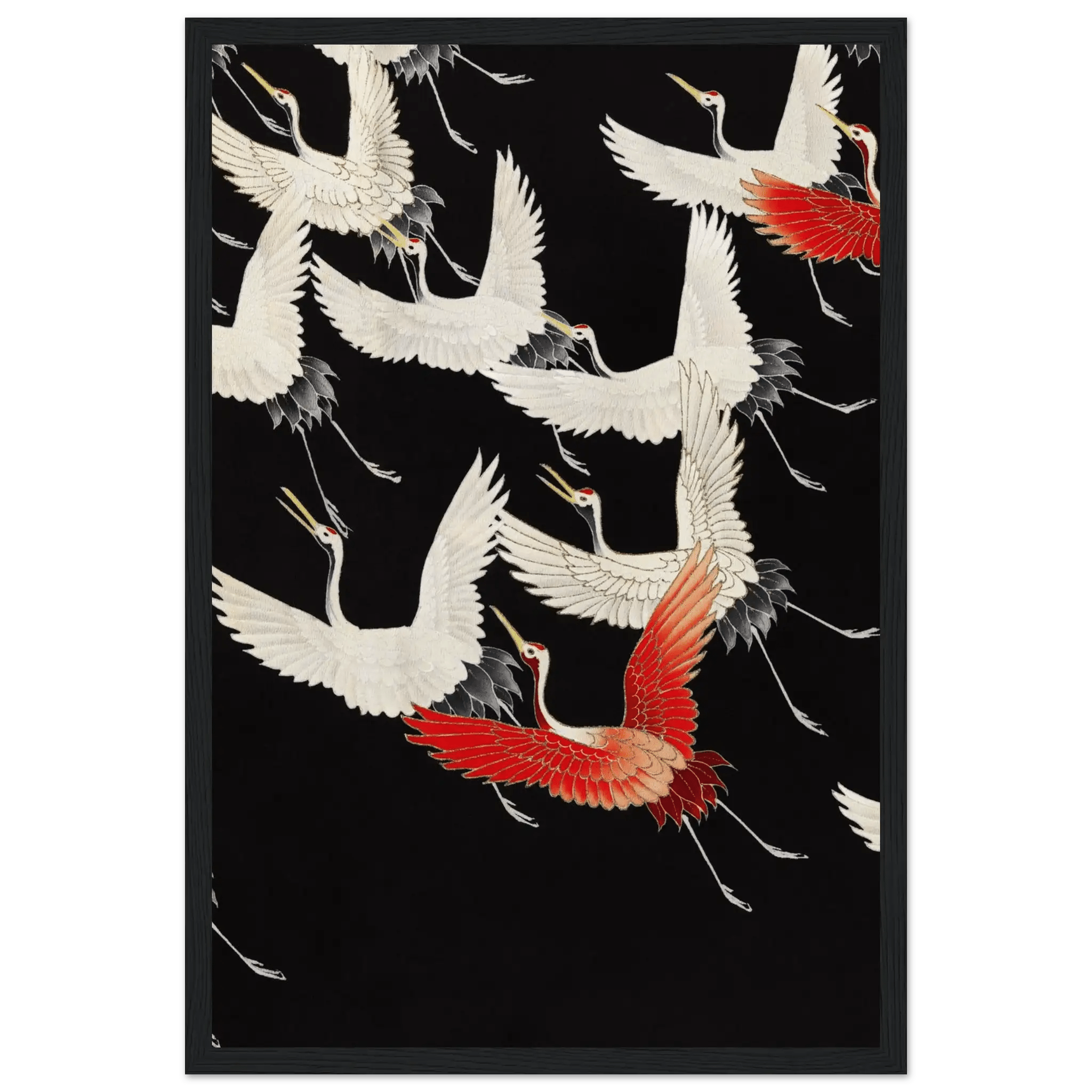 Furisode mit fliegenden Kranichen - Gerahmte Eleganz - HINORI