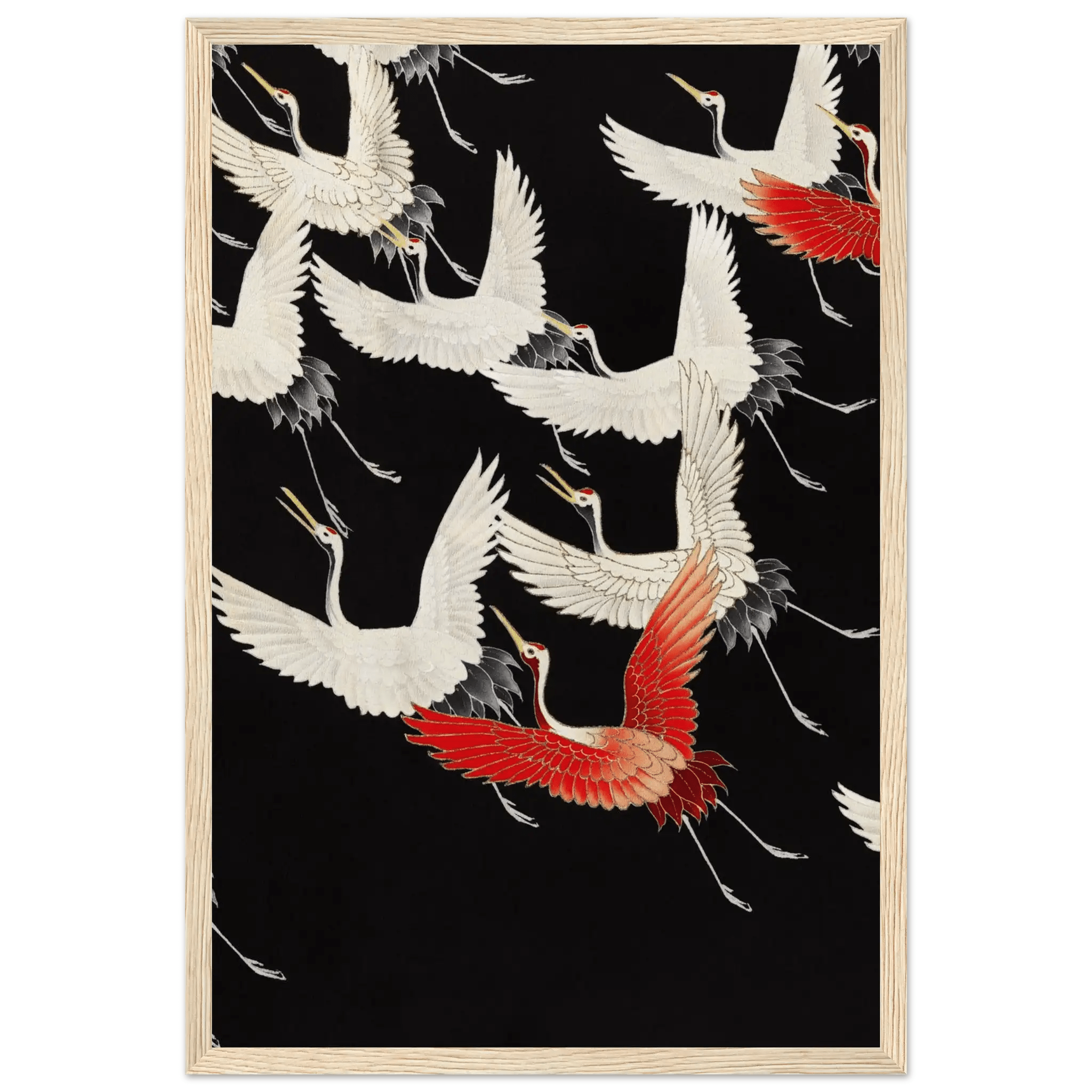 Furisode mit fliegenden Kranichen - Gerahmte Eleganz - HINORI