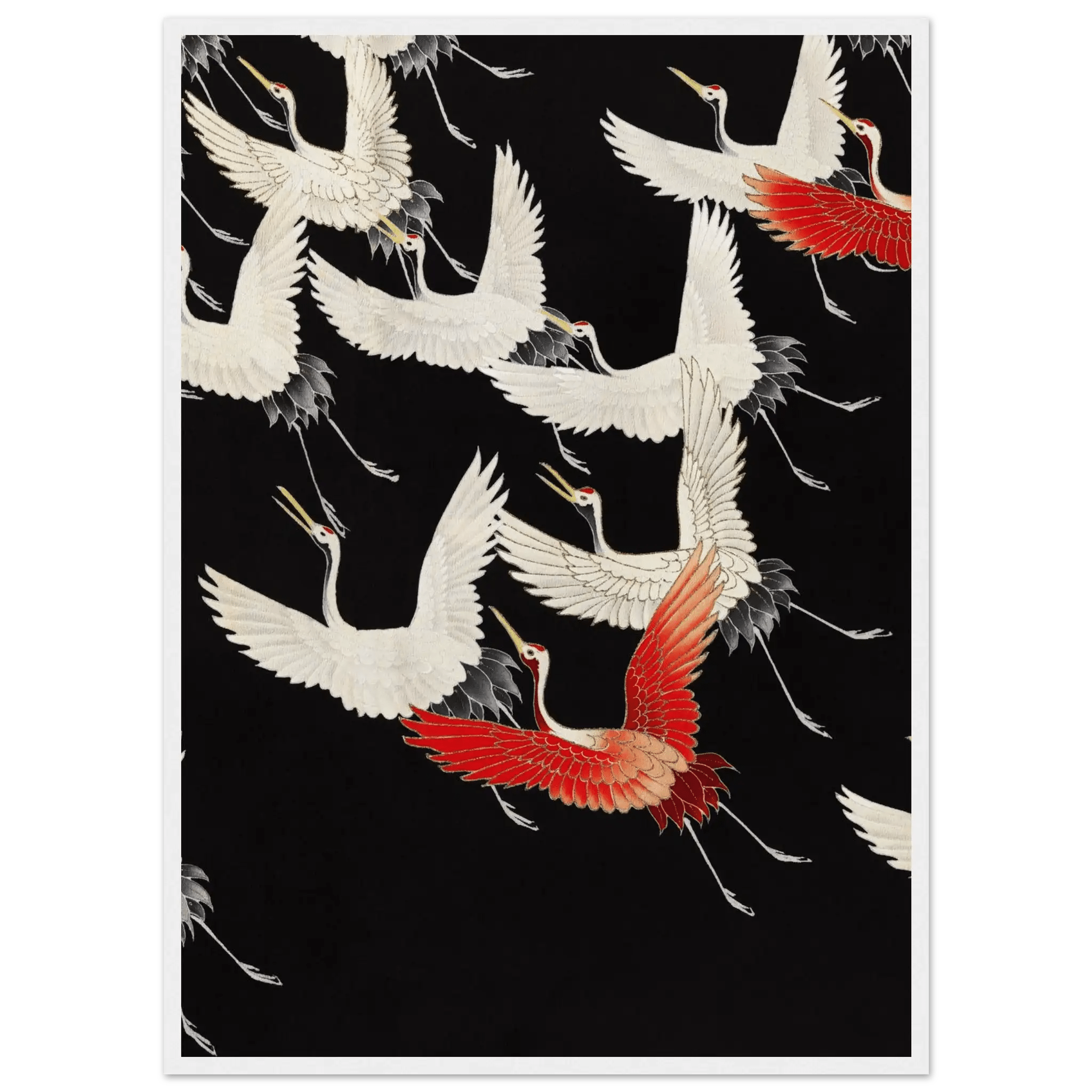 Furisode mit fliegenden Kranichen - Gerahmte Eleganz - HINORI