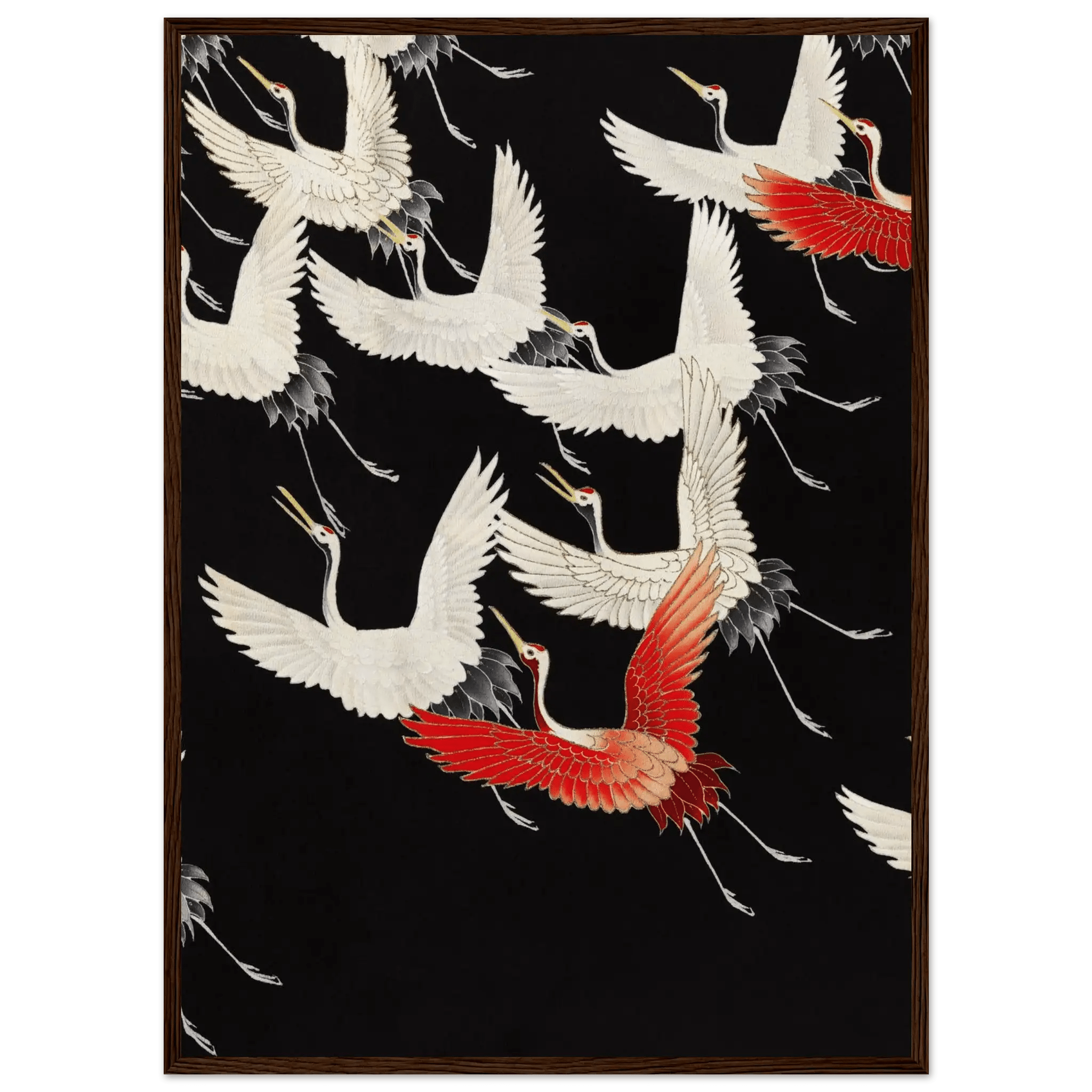 Furisode mit fliegenden Kranichen - Gerahmte Eleganz - HINORI