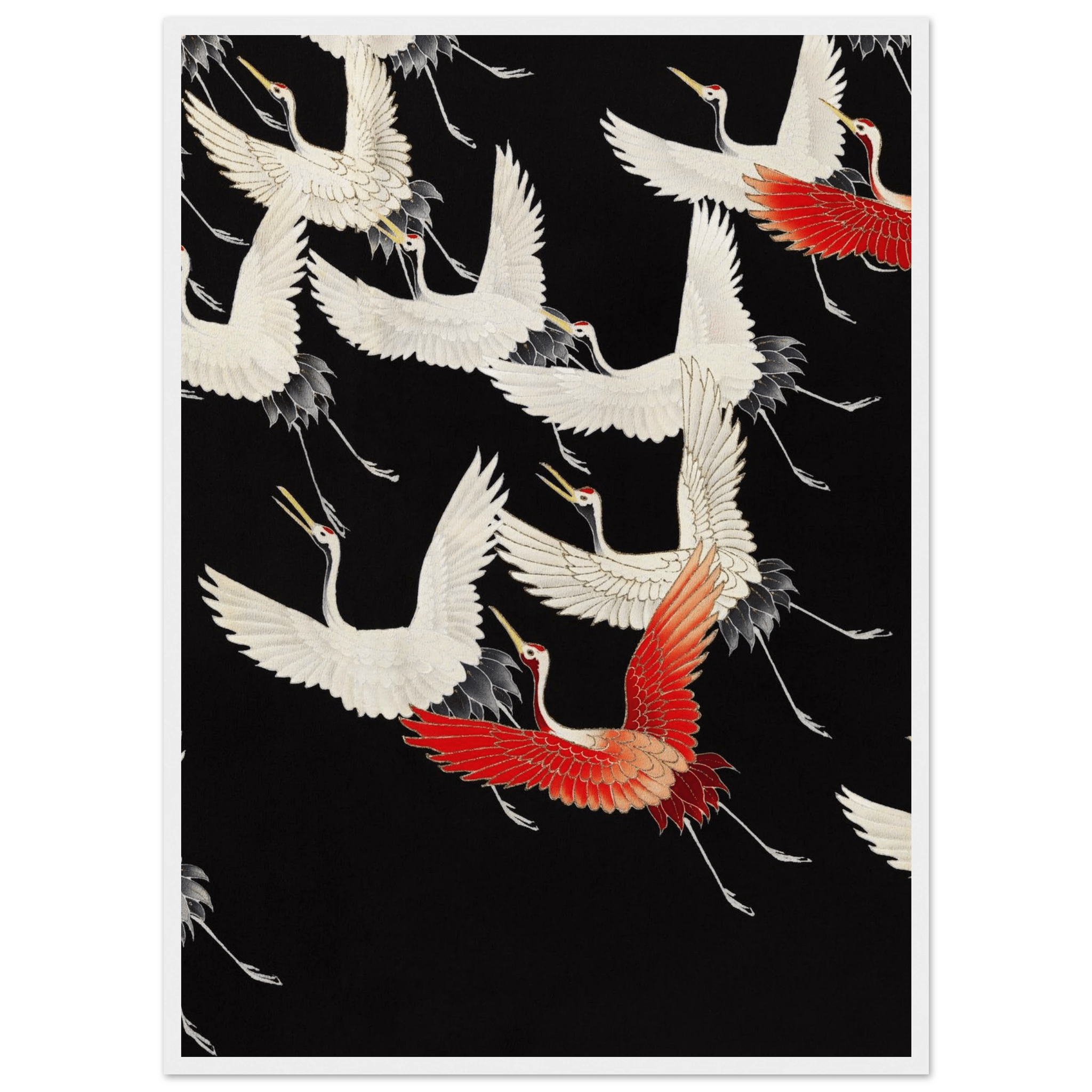 Furisode mit fliegenden Kranichen - Gerahmte Eleganz - HINORI