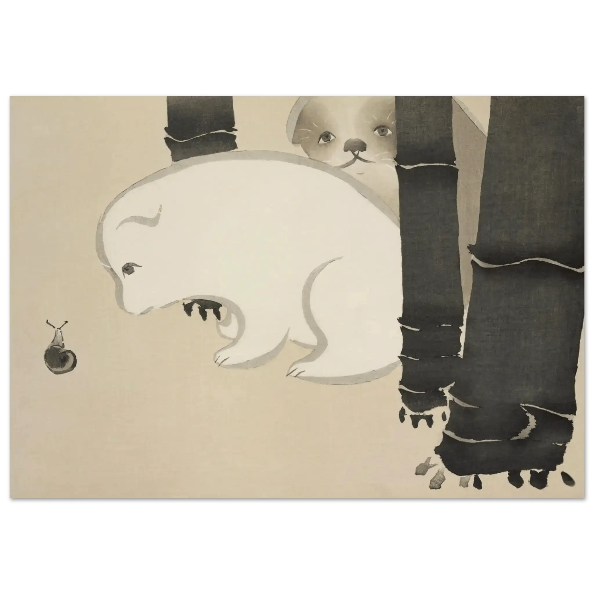 Hund und Schnecke - Fine Art Prints - HINORI