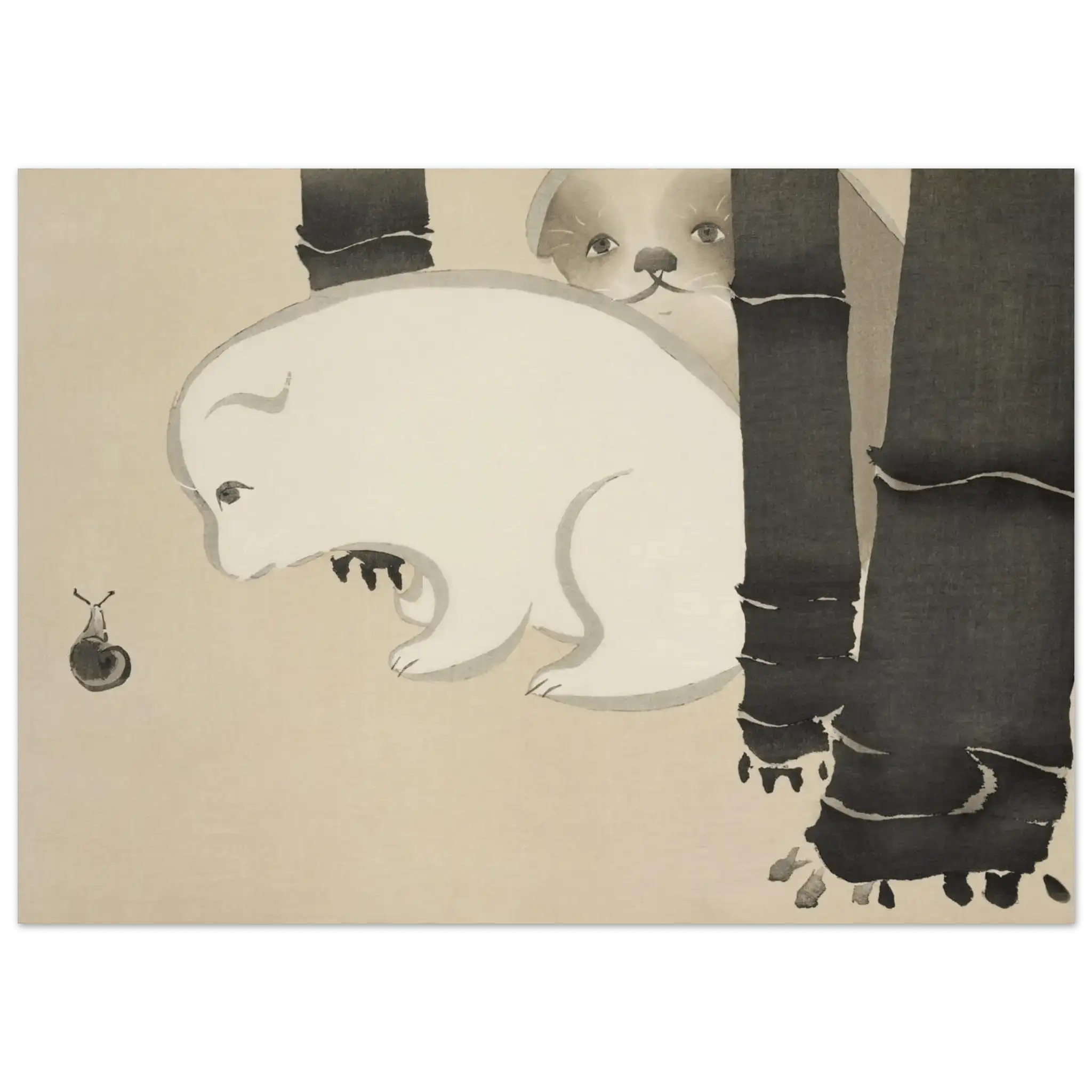 Hund und Schnecke - Fine Art Prints - HINORI