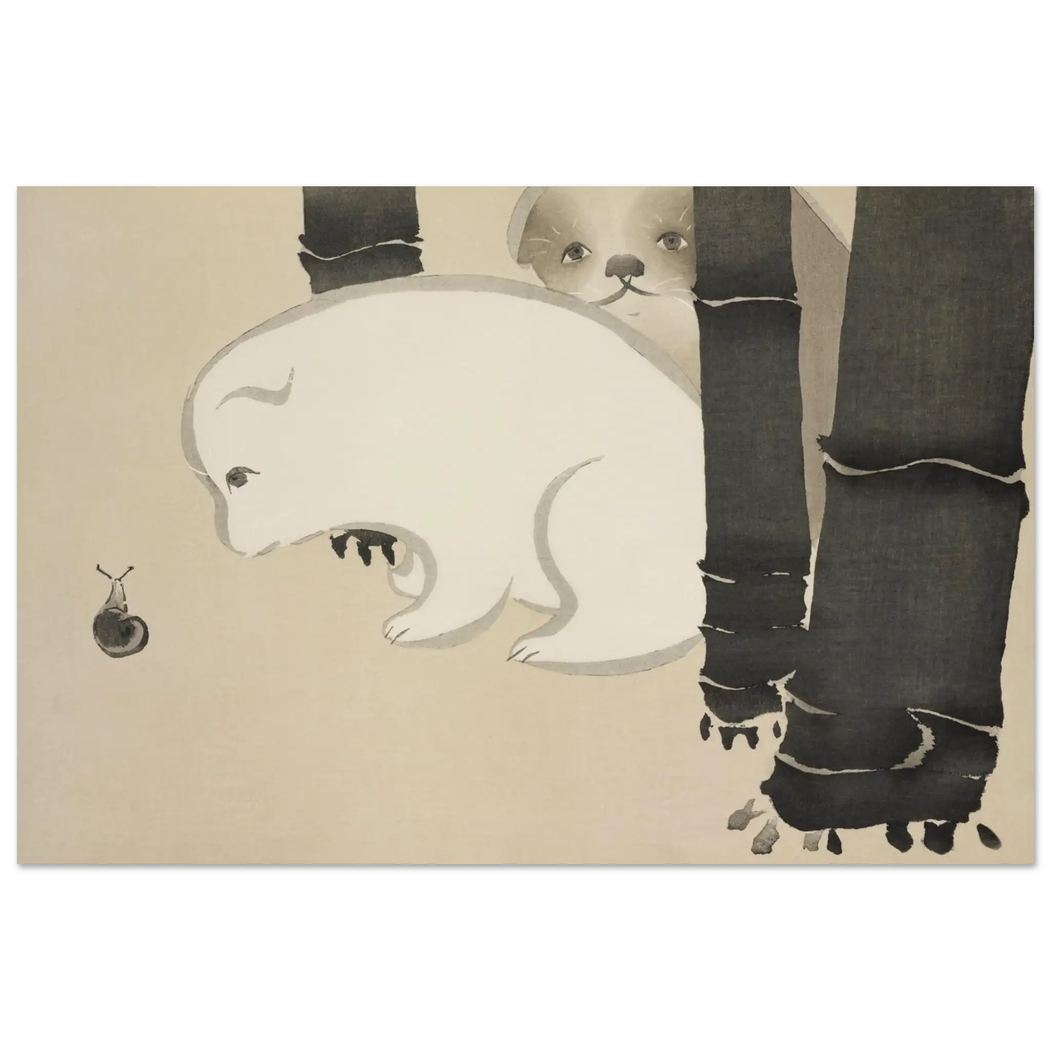 Hund und Schnecke - Fine Art Prints - HINORI