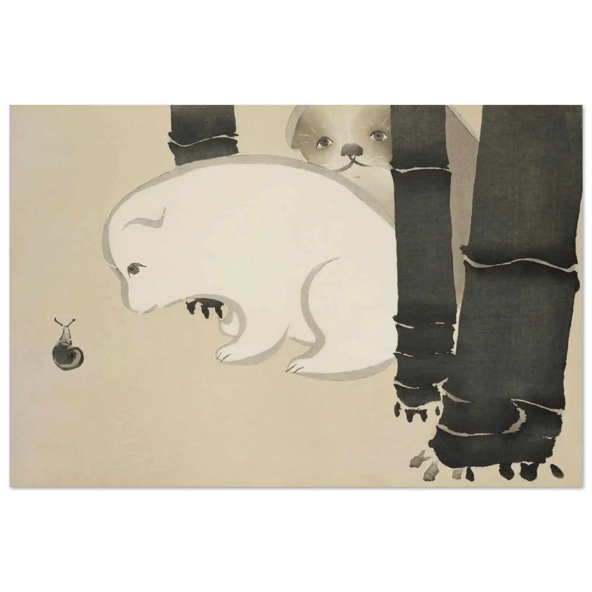 Hund und Schnecke - Fine Art Prints - HINORI