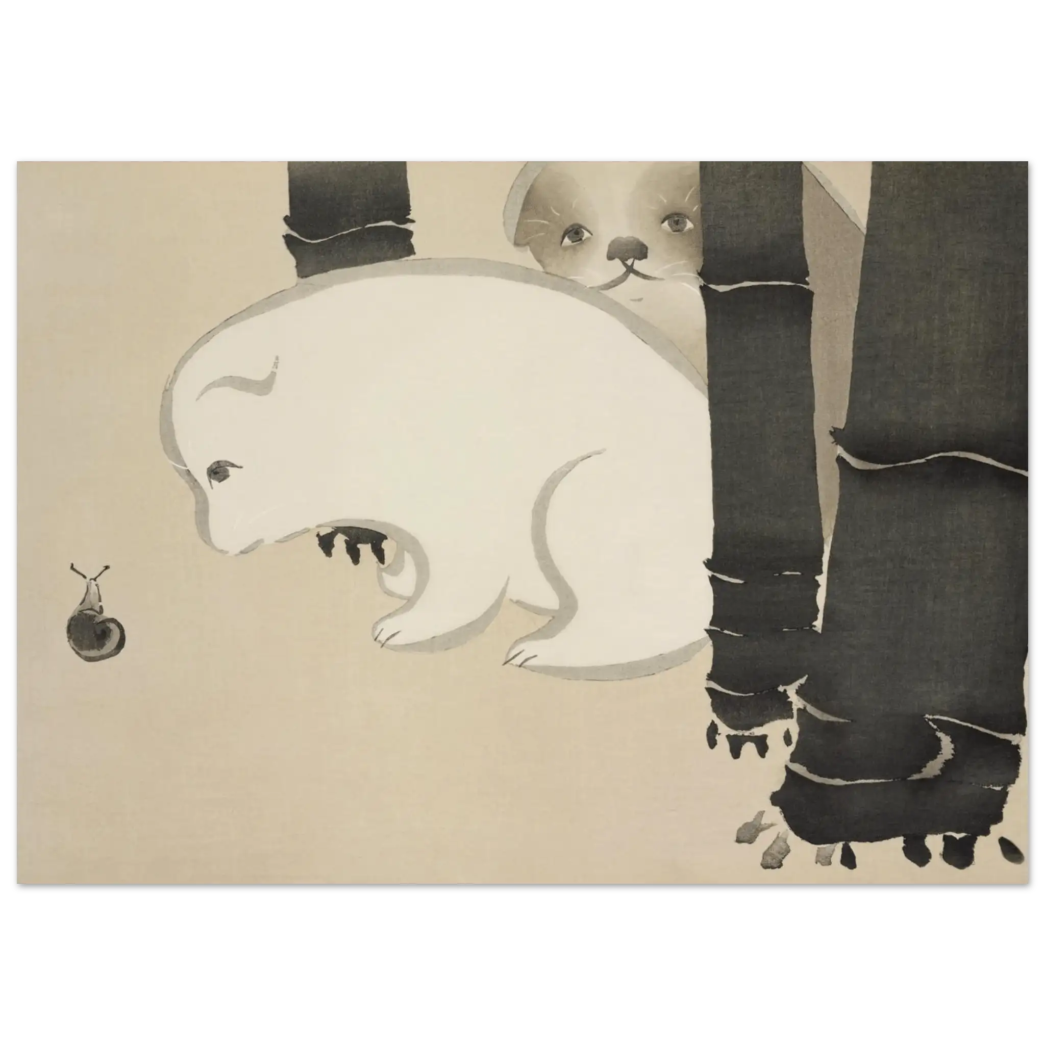 Hund und Schnecke - Fine Art Prints - HINORI