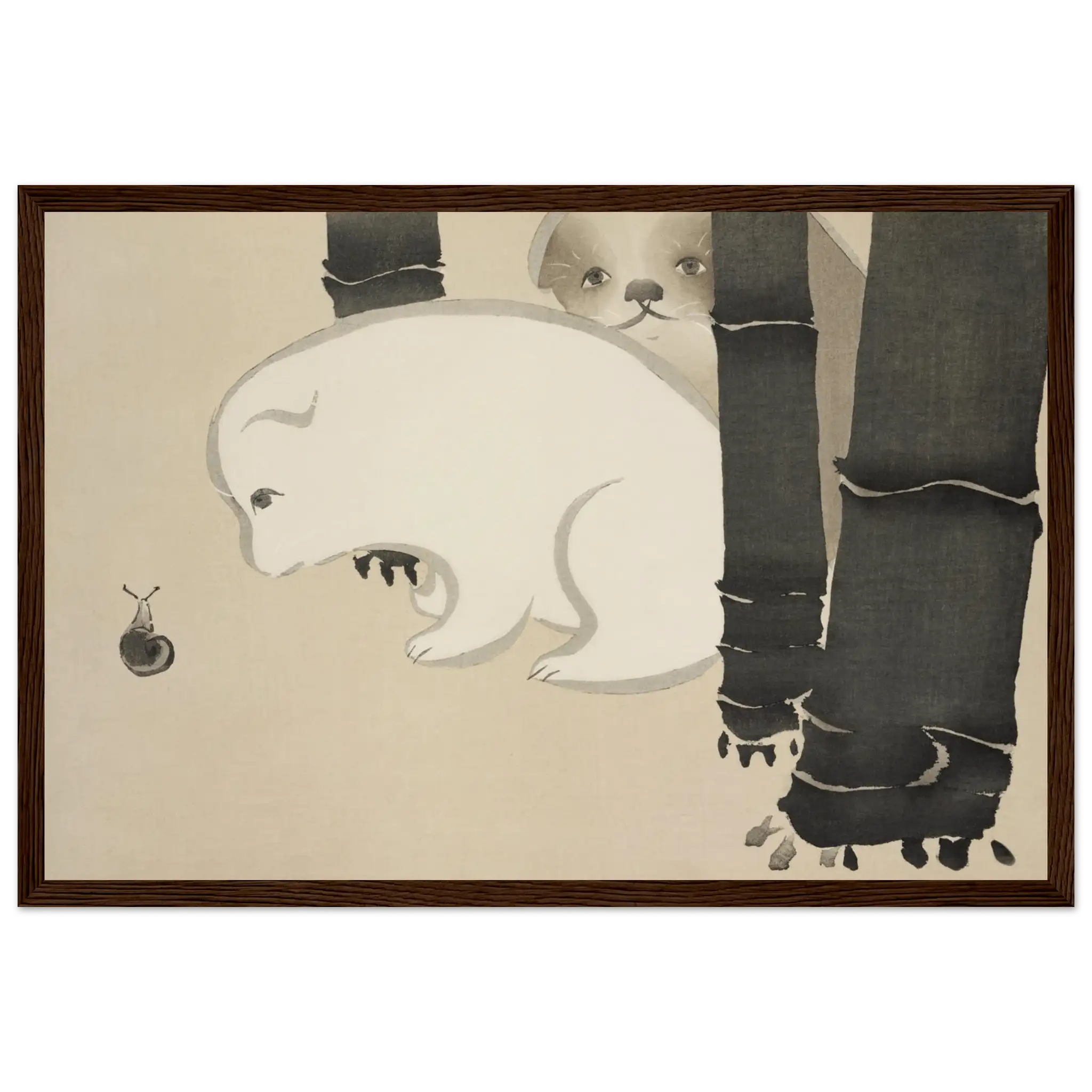 Hund und Schnecke - Gerahmte Eleganz - HINORI