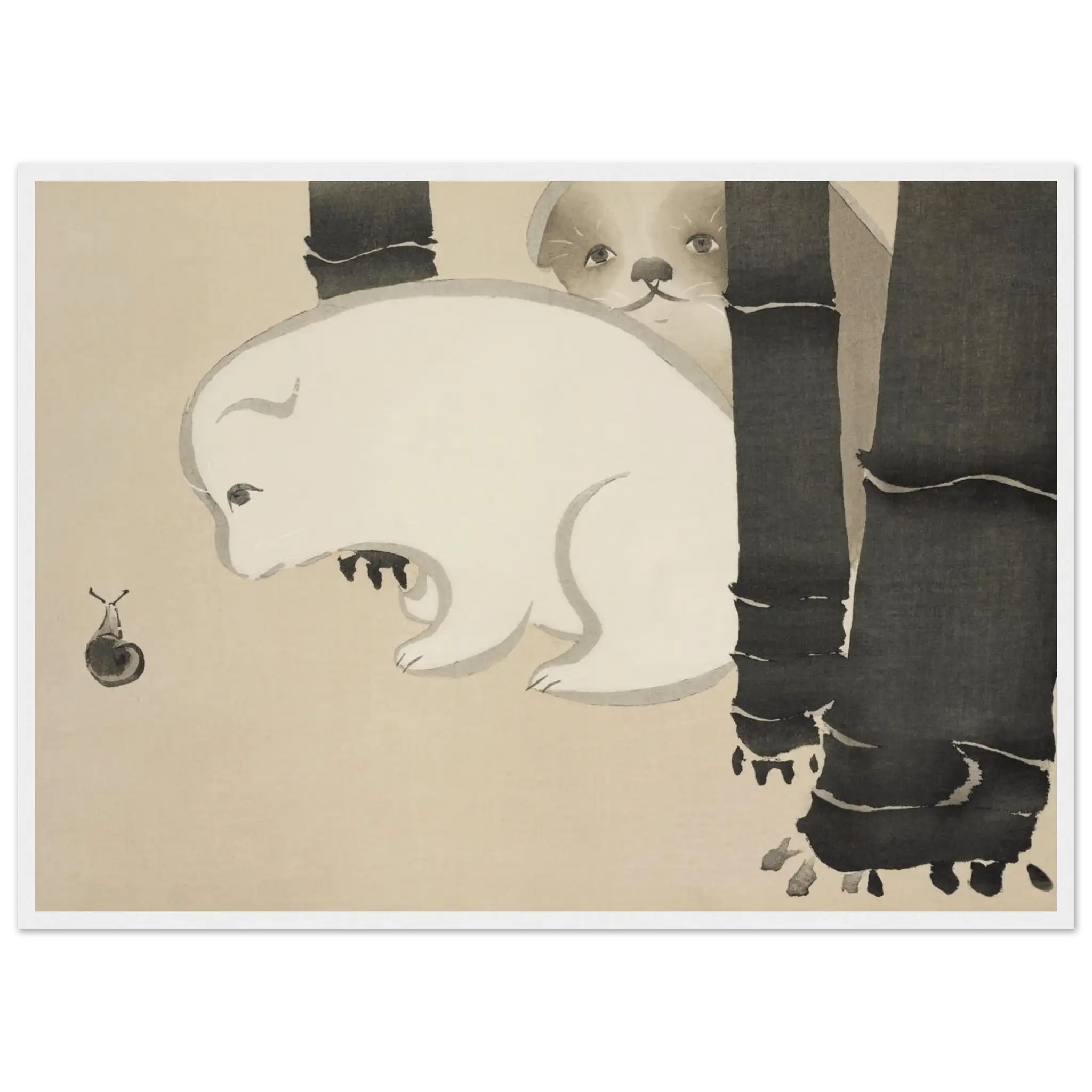 Hund und Schnecke - Gerahmte Eleganz - HINORI