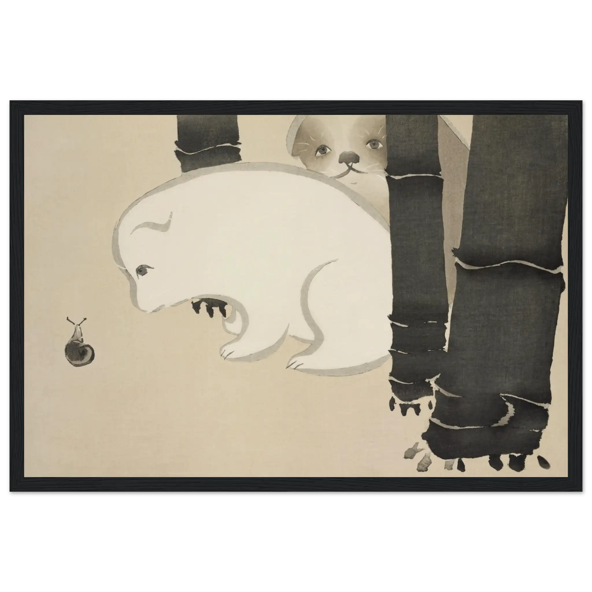 Hund und Schnecke - Gerahmte Eleganz - HINORI