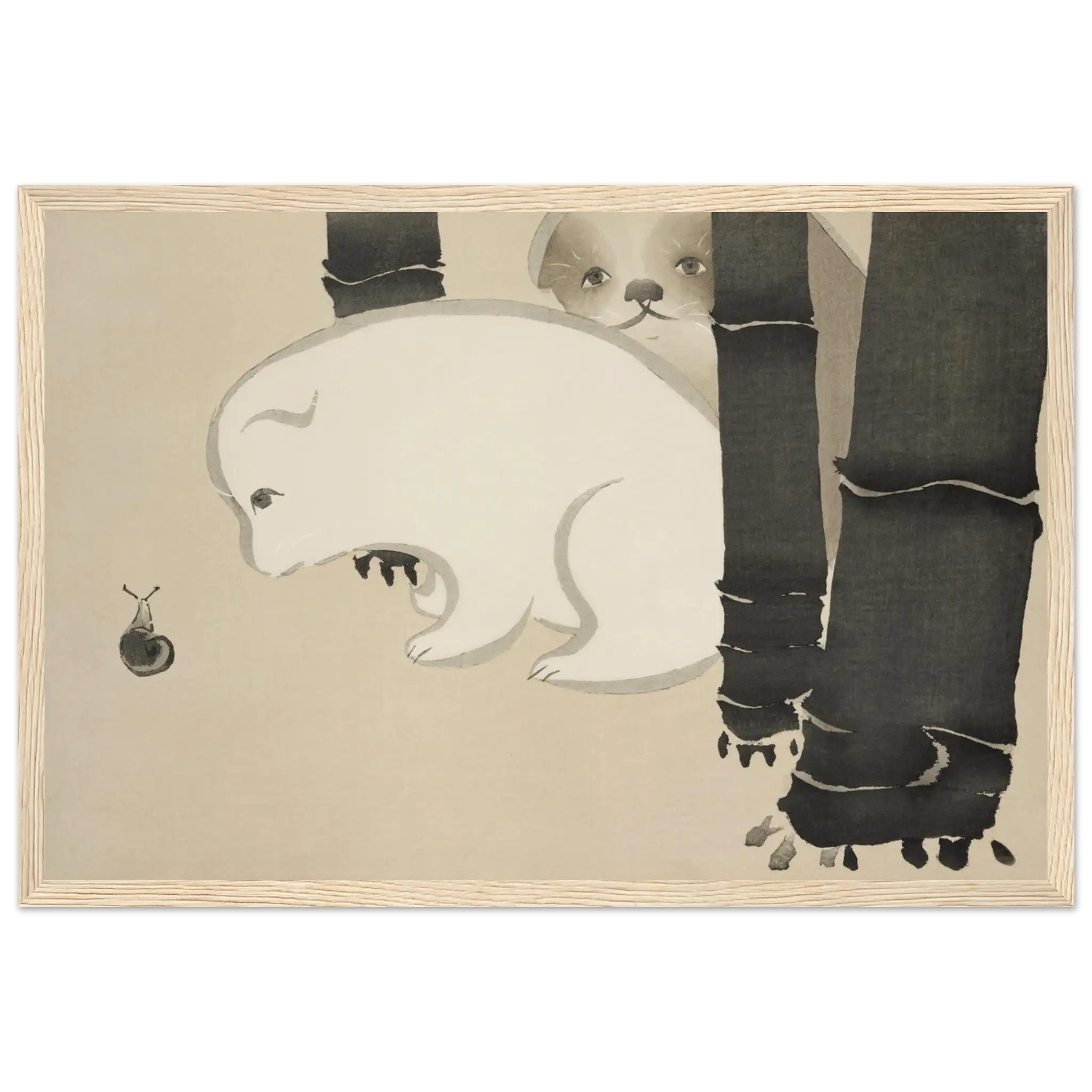 Hund und Schnecke - Gerahmte Eleganz - HINORI