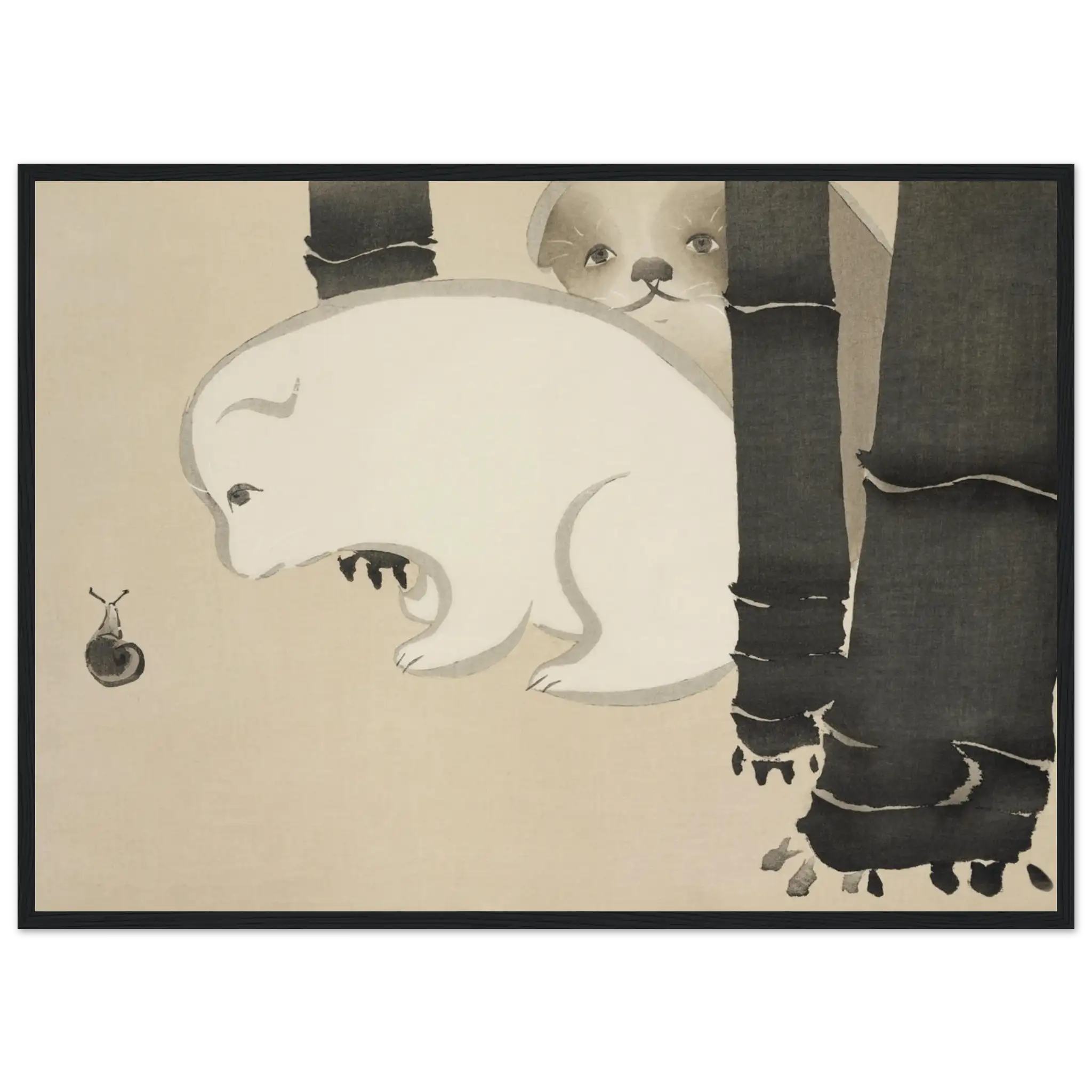 Hund und Schnecke - Gerahmte Eleganz - HINORI