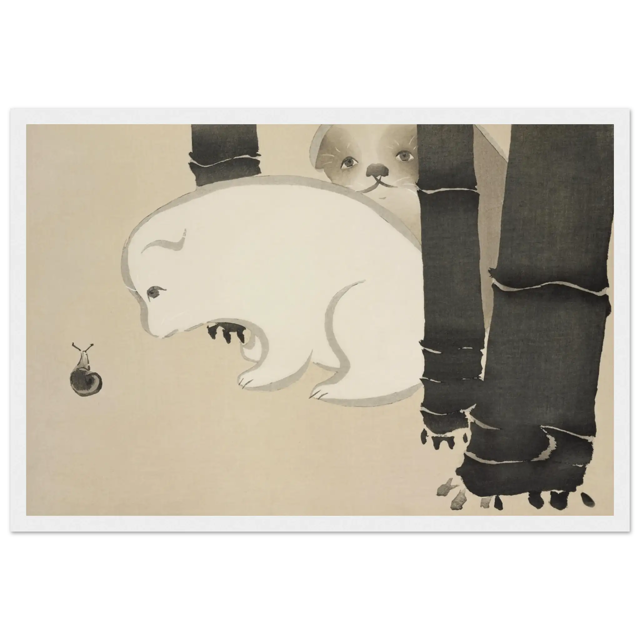 Hund und Schnecke - Gerahmte Eleganz - HINORI