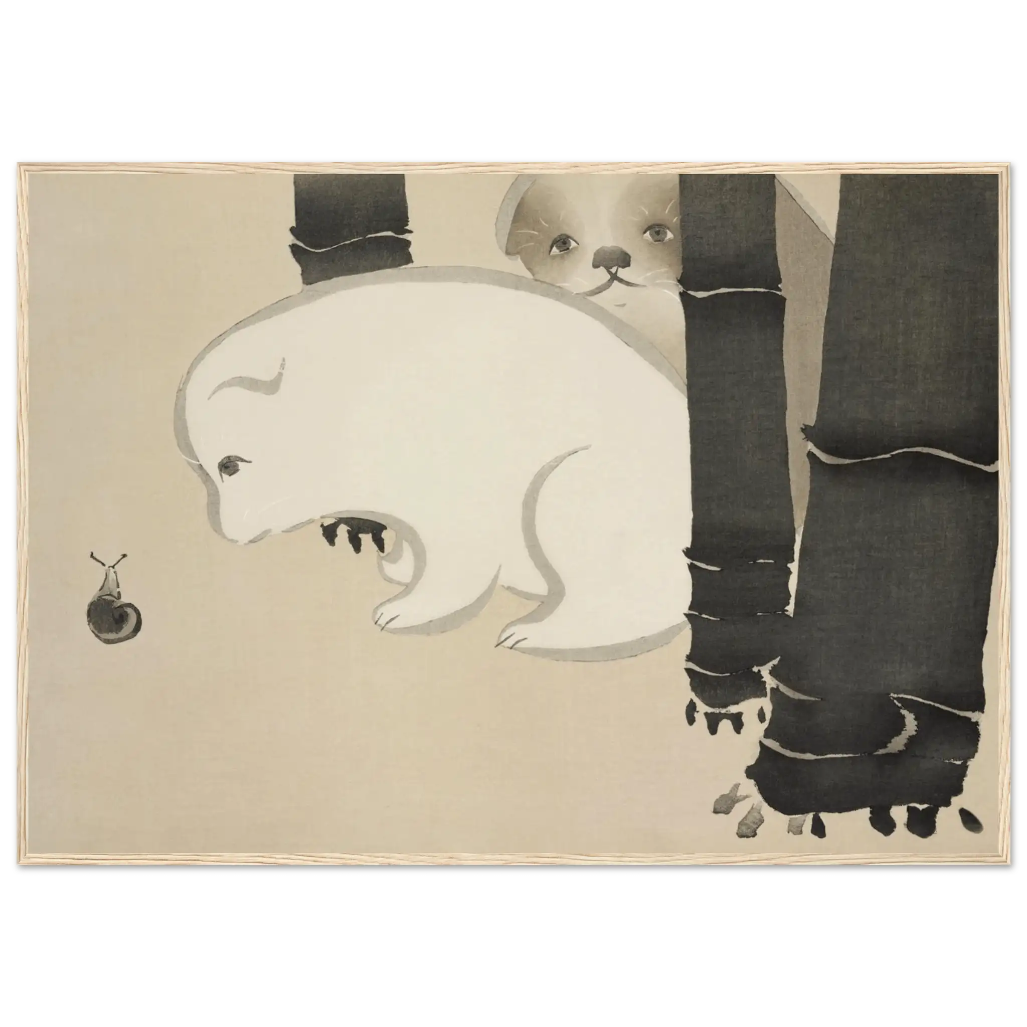 Hund und Schnecke - Gerahmte Eleganz - HINORI