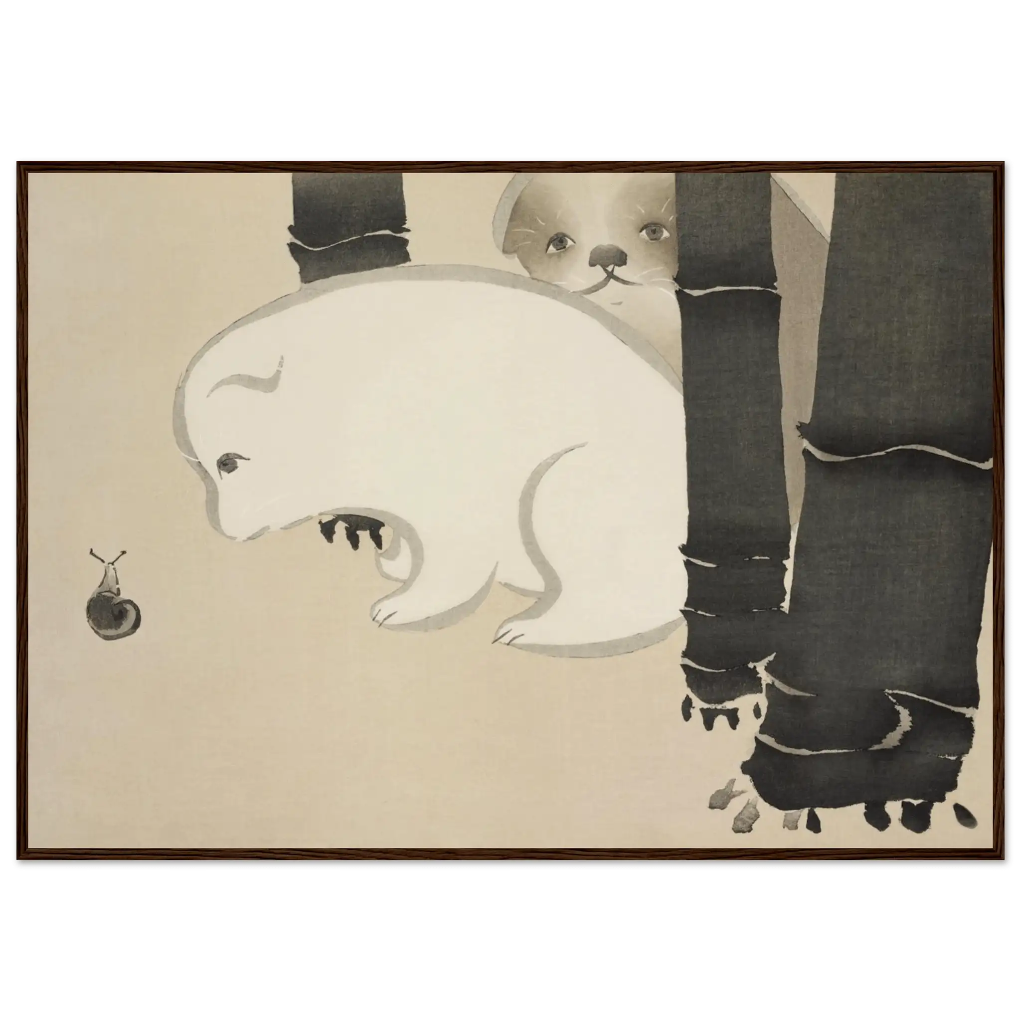 Hund und Schnecke - Gerahmte Eleganz - HINORI