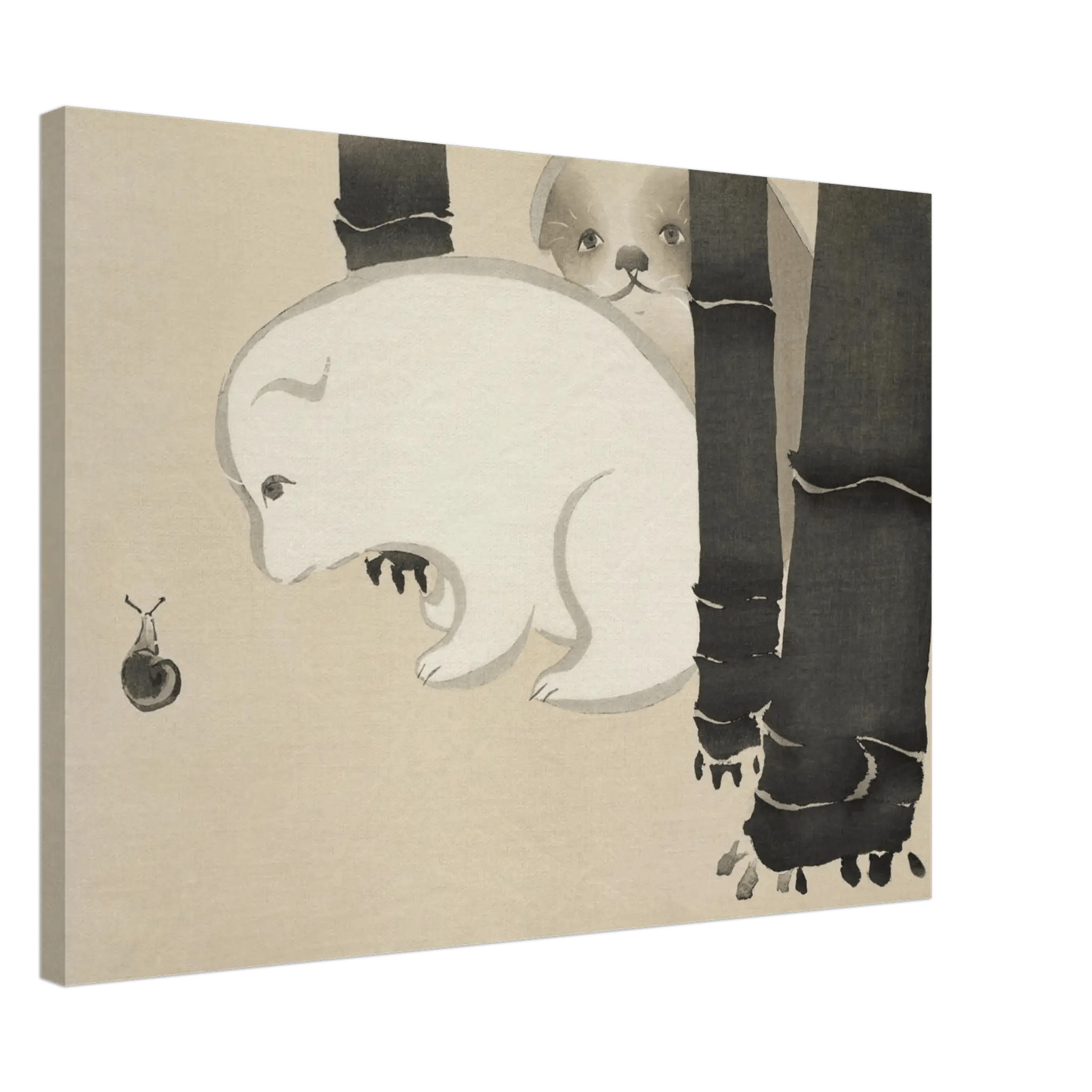 Hund und Schnecke - Leinwand Edition - HINORI
