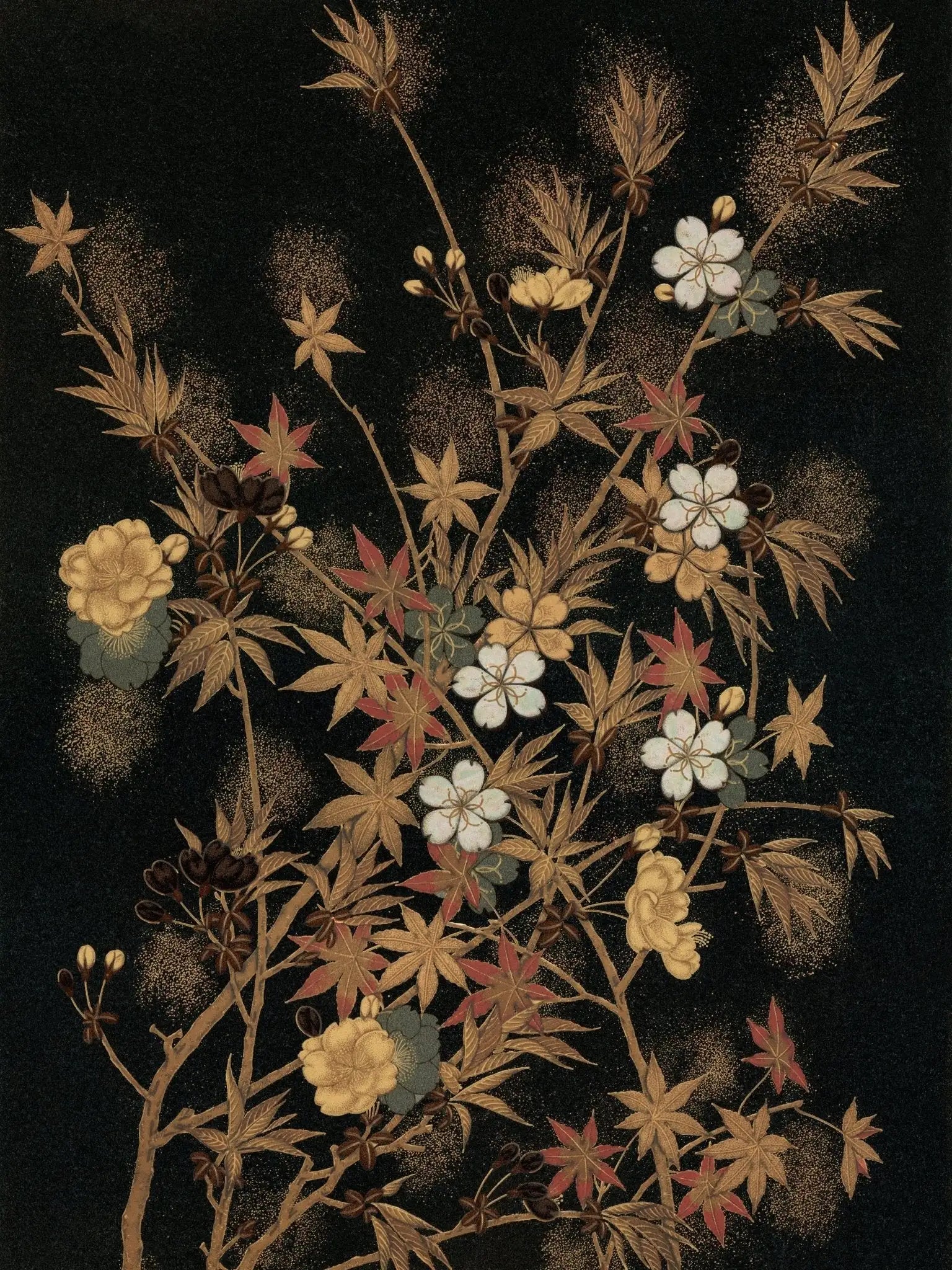 Japanische Herbstblüten - Gerahmte Eleganz - HINORI