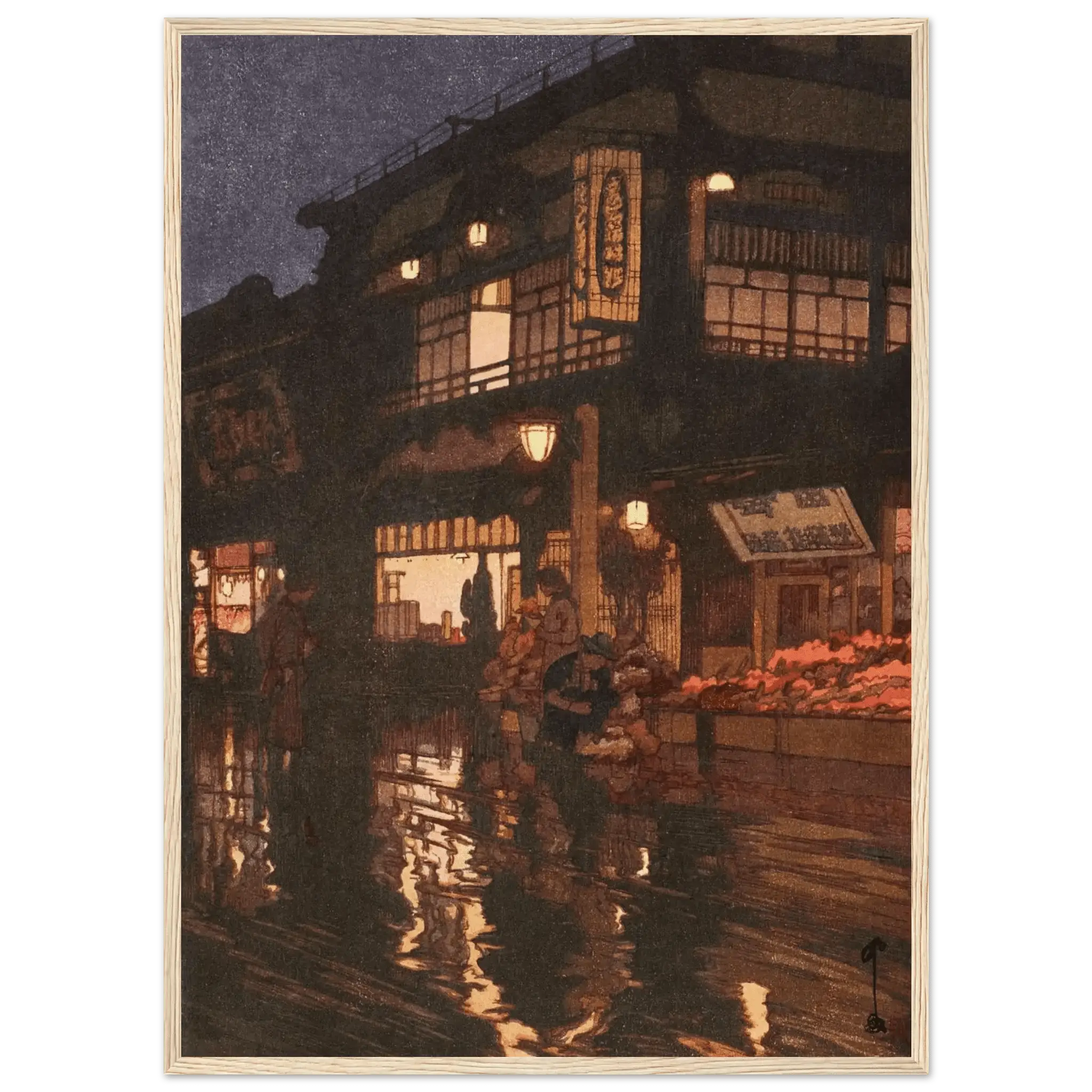 Kagurazaka - Straße nach dem nächtlichen Regen - Gerahmte Eleganz - HINORI