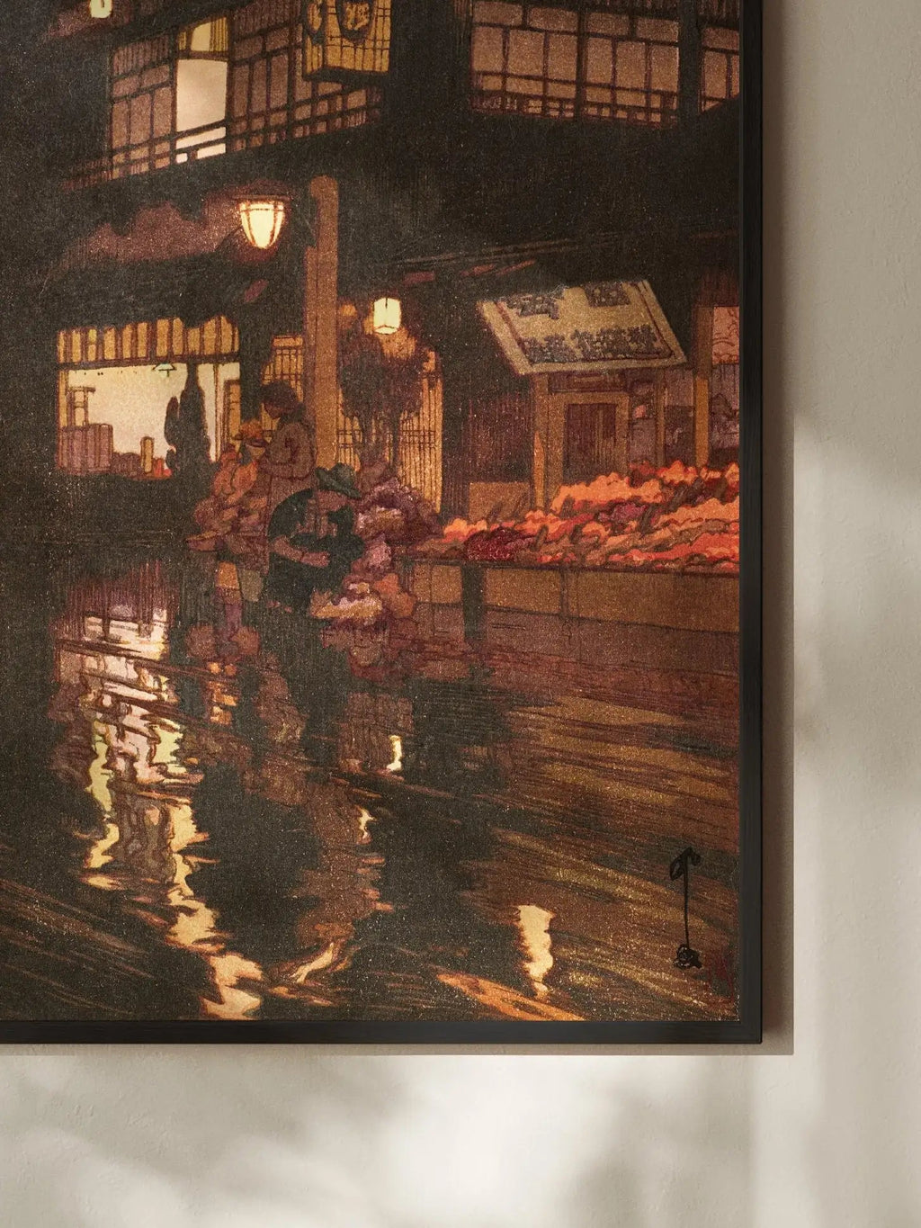 Kagurazaka - Straße nach dem nächtlichen Regen - Gerahmte Eleganz - HINORI