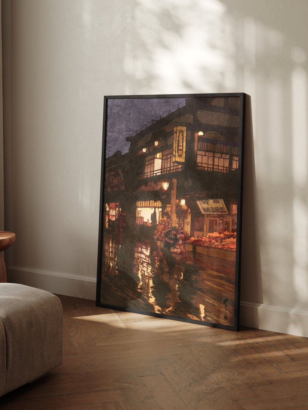 Kagurazaka - Straße nach dem nächtlichen Regen - Gerahmte Eleganz - HINORI