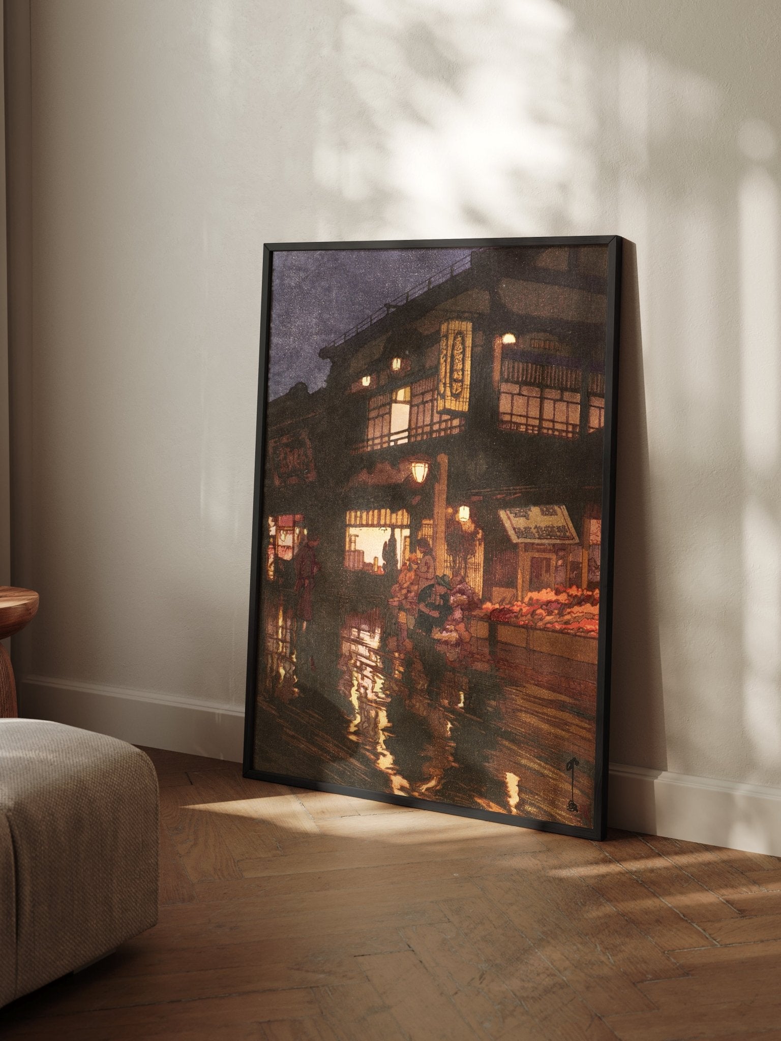 Kagurazaka - Straße nach dem nächtlichen Regen - Gerahmte Eleganz - HINORI