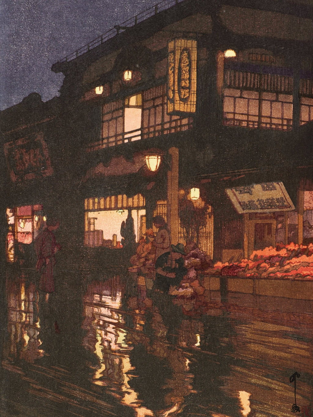 Kagurazaka - Straße nach dem nächtlichen Regen - Gerahmte Eleganz - HINORI
