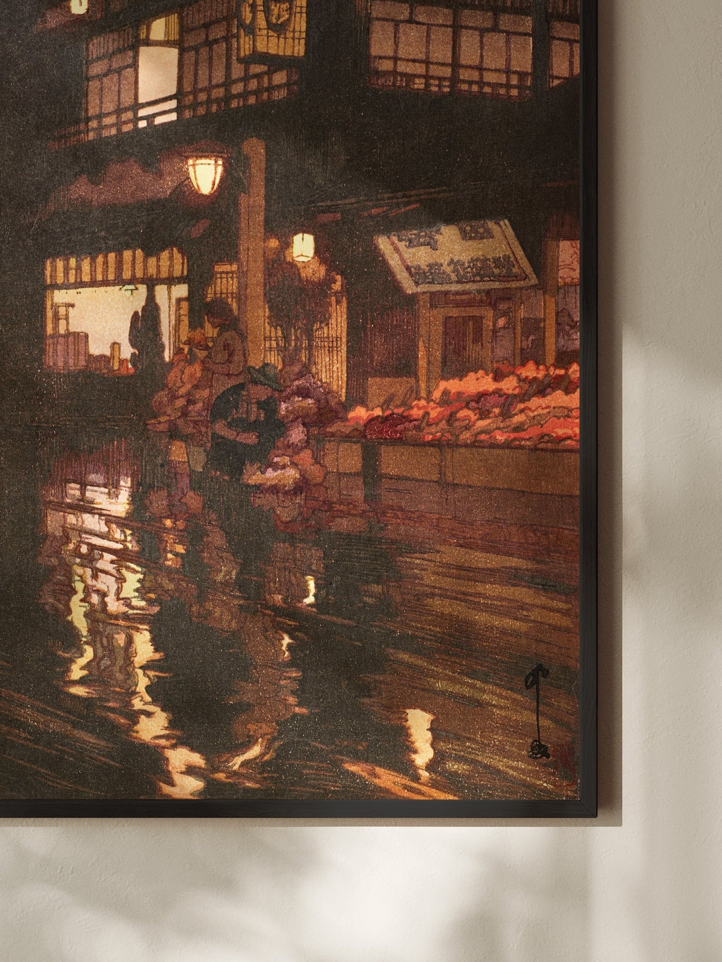 Kagurazaka - Straße nach dem nächtlichen Regen - Gerahmte Eleganz - HINORI