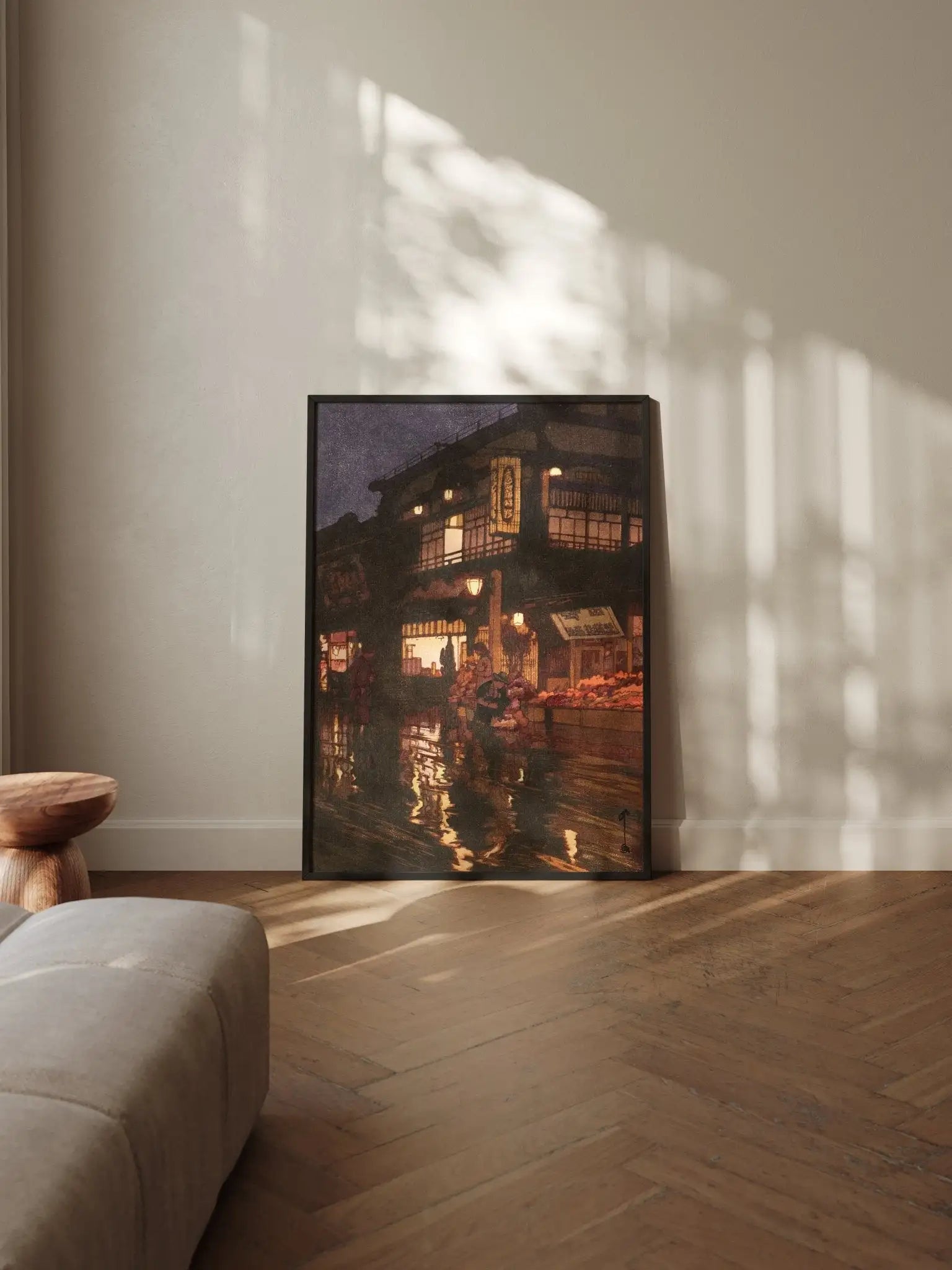 Kagurazaka - Straße nach dem nächtlichen Regen - Gerahmte Eleganz - HINORI