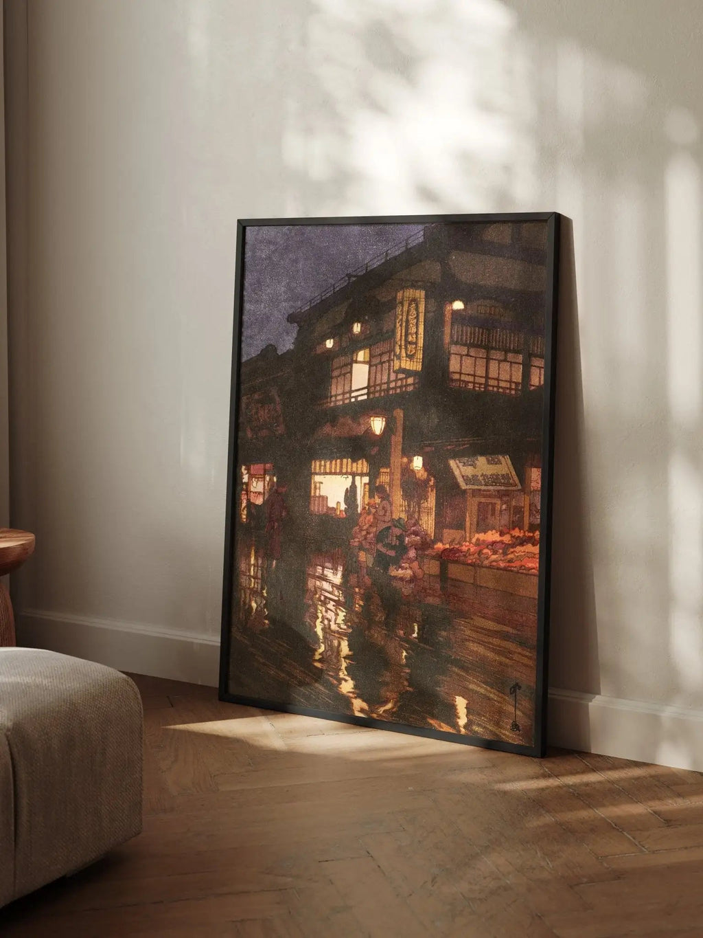 Kagurazaka - Straße nach dem nächtlichen Regen - Gerahmte Eleganz - HINORI