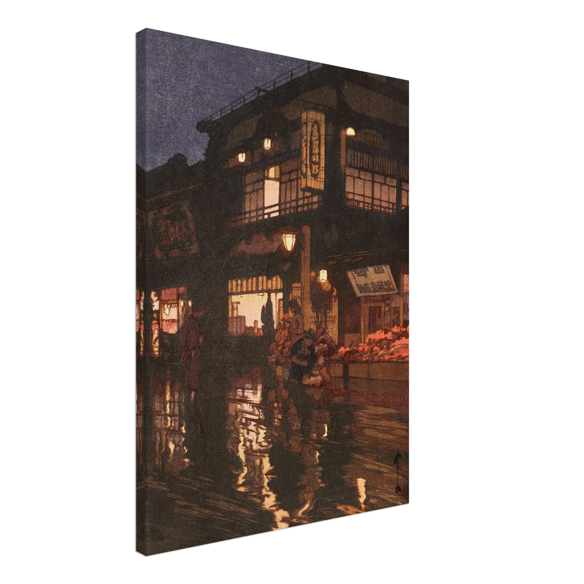 Kagurazaka - Straße nach dem nächtlichen Regen - Leinwand Edition - HINORI
