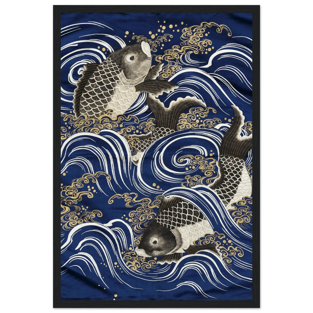 Karpfen in den Wellen - Gerahmte Eleganz - HINORI