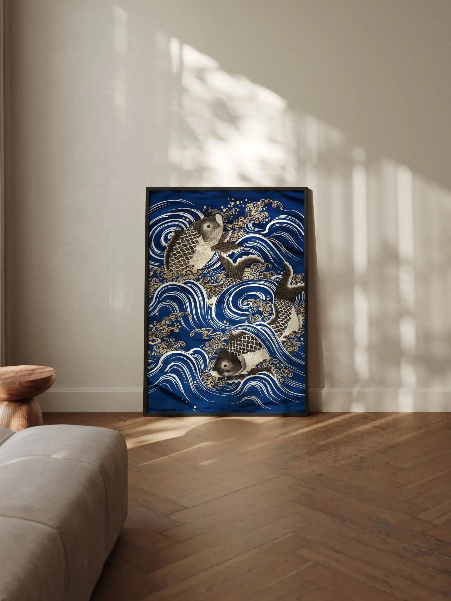 Karpfen in den Wellen - Gerahmte Eleganz - HINORI