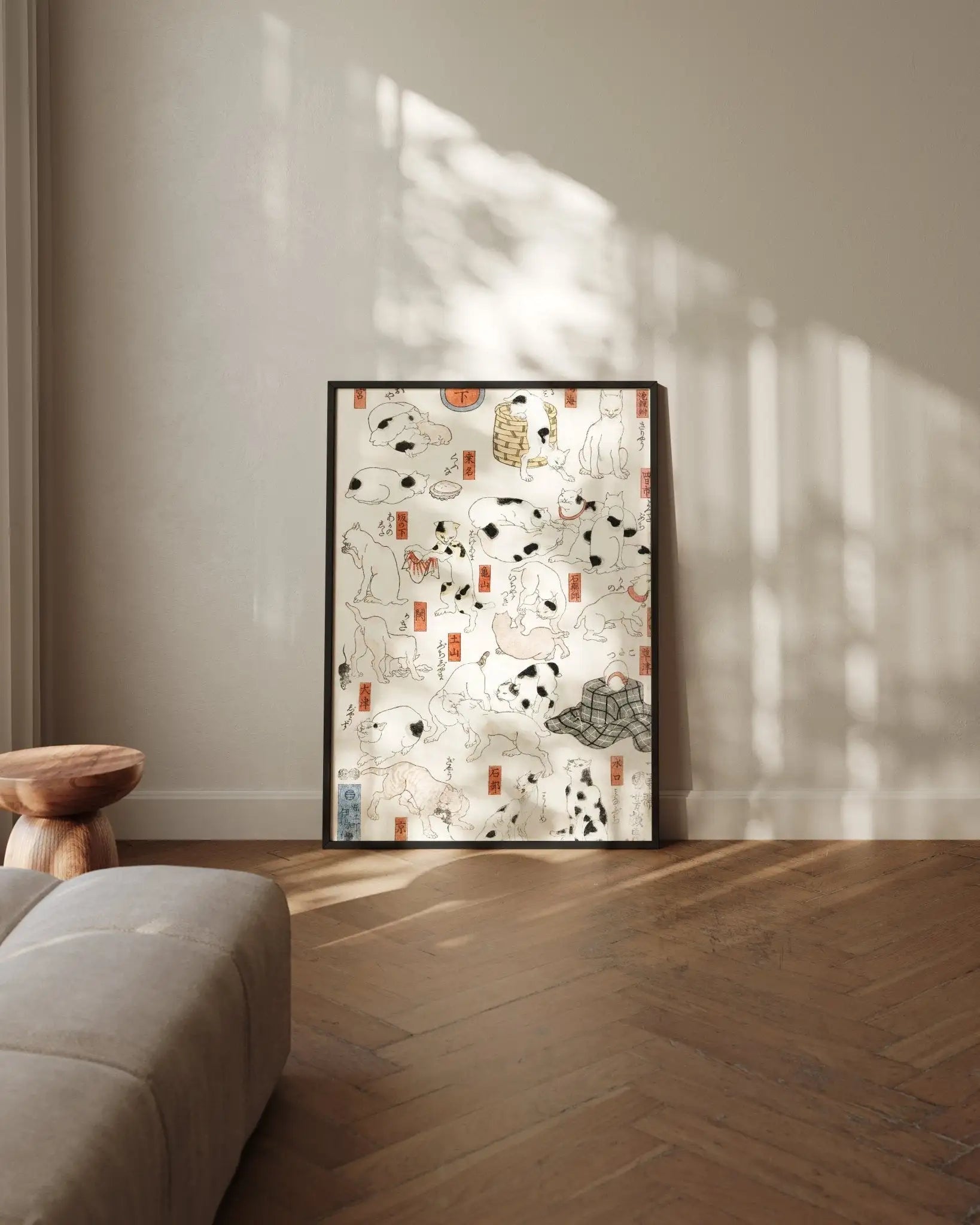 Katzen entlang der Tōkaidō - Straße - Gerahmte Eleganz - HINORI