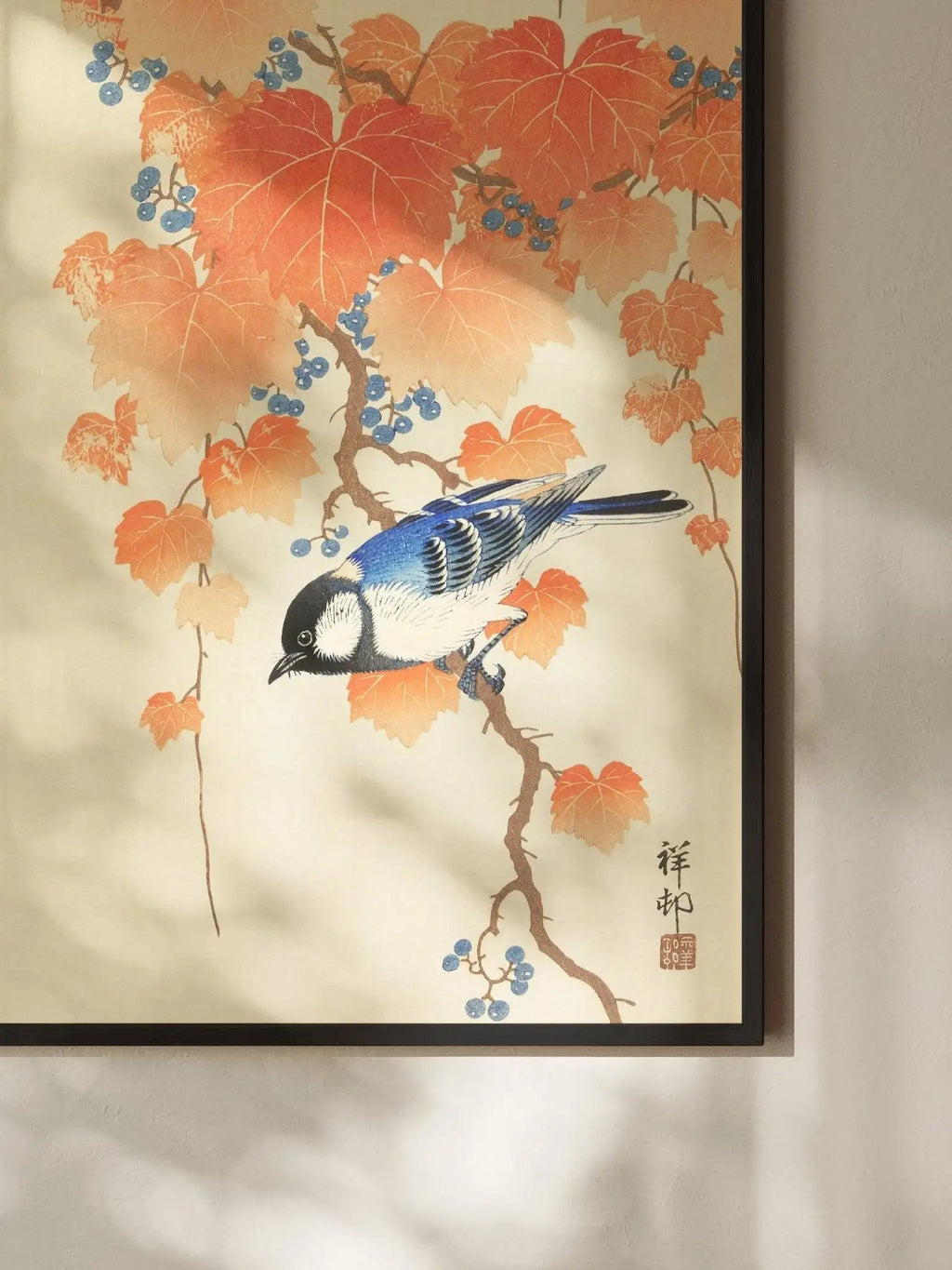 Kohlmeise im Herbstlaub - Gerahmte Eleganz - HINORI