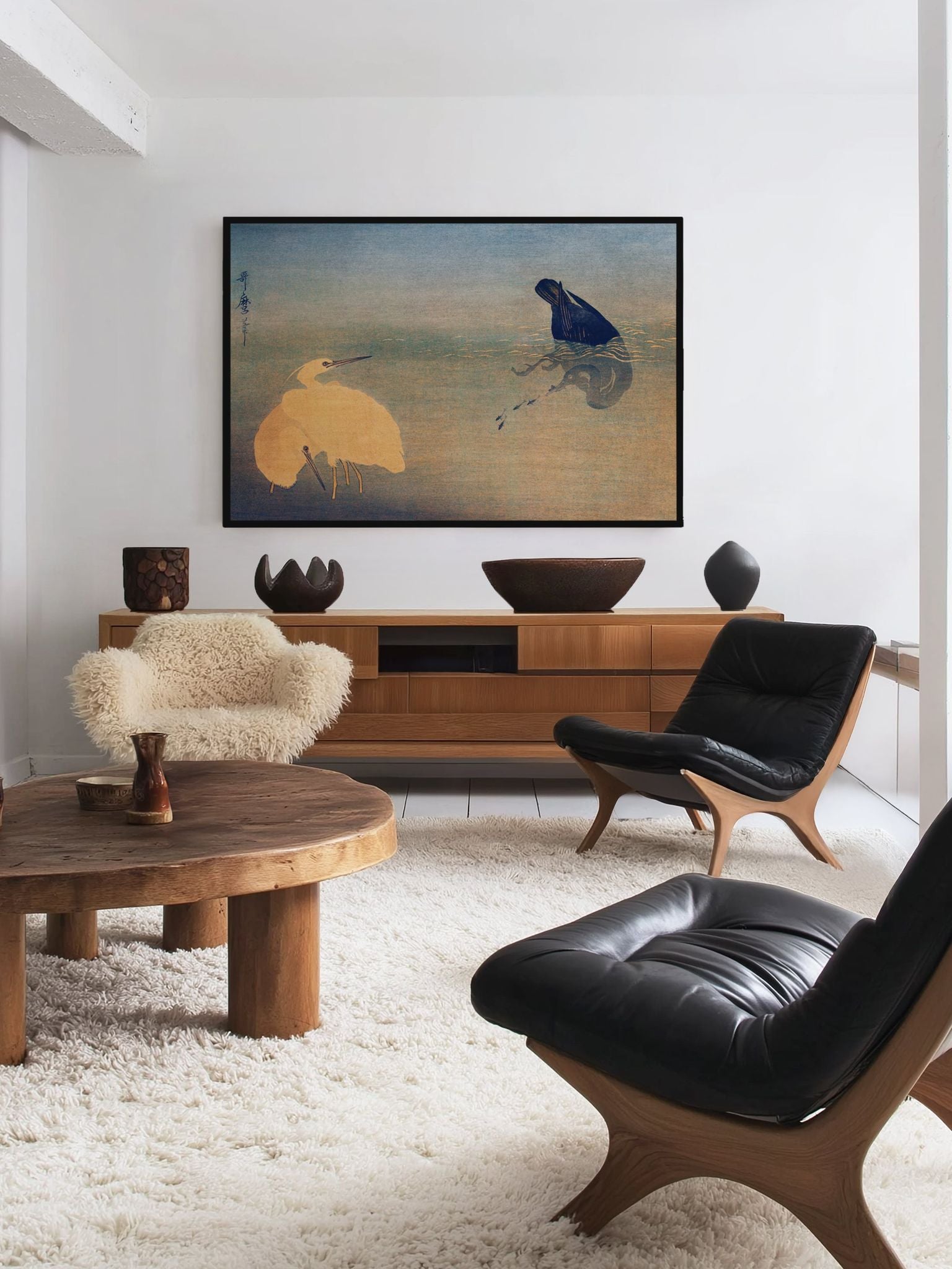 Kormoran und Reiher - Gerahmte Eleganz