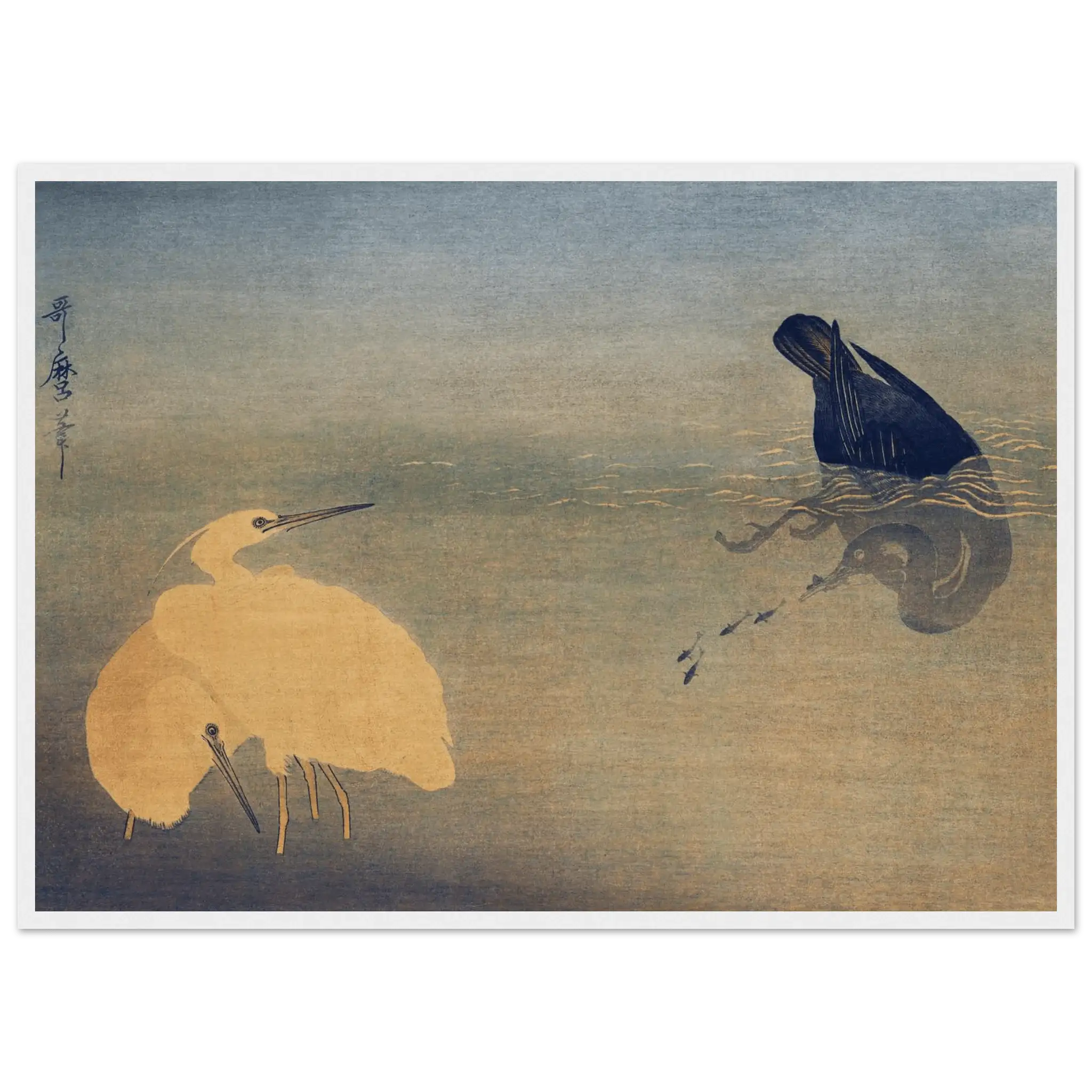 Kormoran und Reiher - Gerahmte Eleganz - HINORI