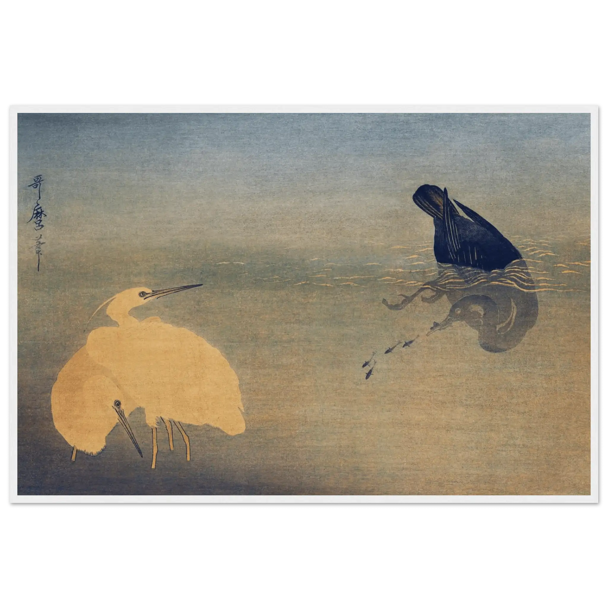 Kormoran und Reiher - Gerahmte Eleganz - HINORI