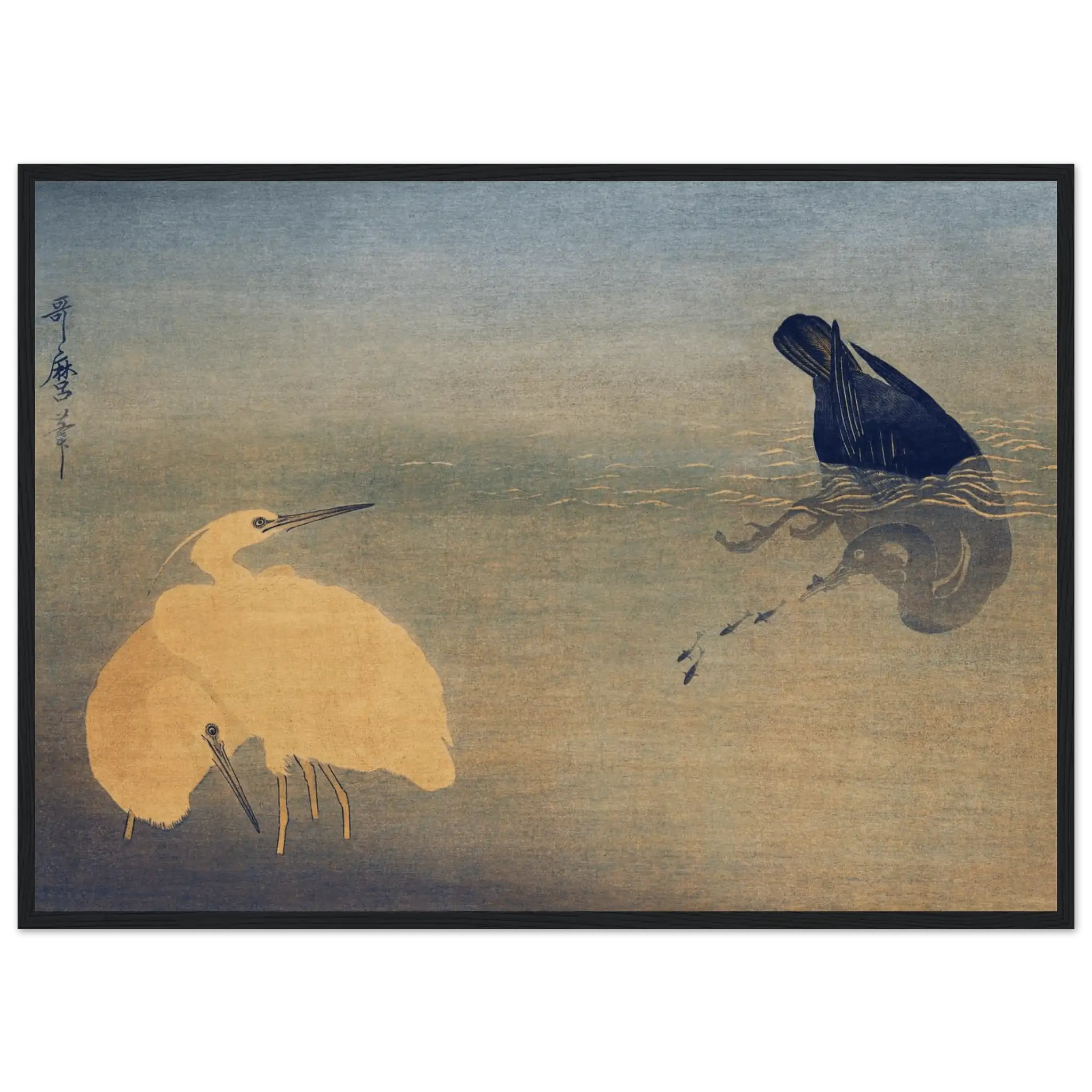 Kormoran und Reiher - Gerahmte Eleganz - HINORI