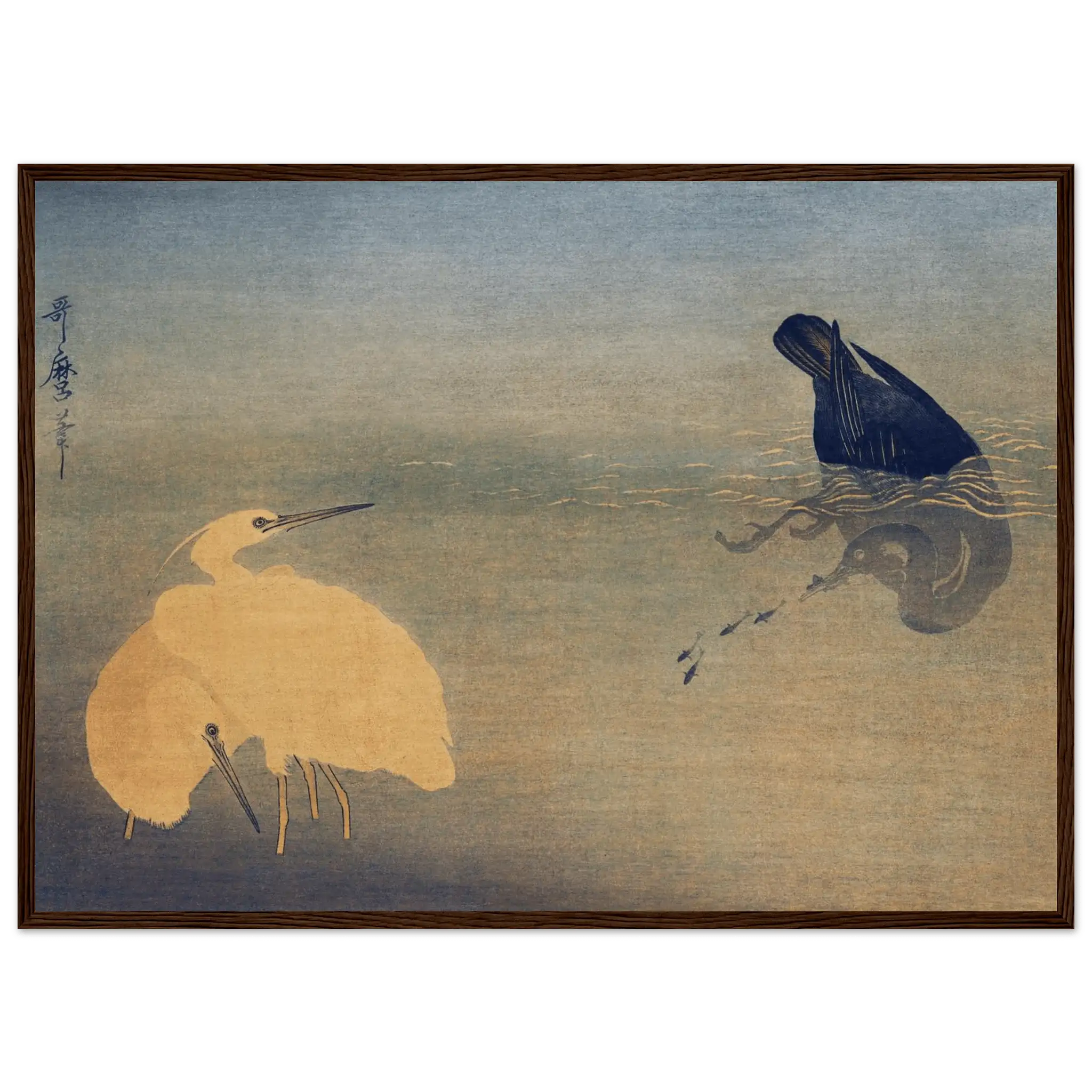 Kormoran und Reiher - Gerahmte Eleganz - HINORI