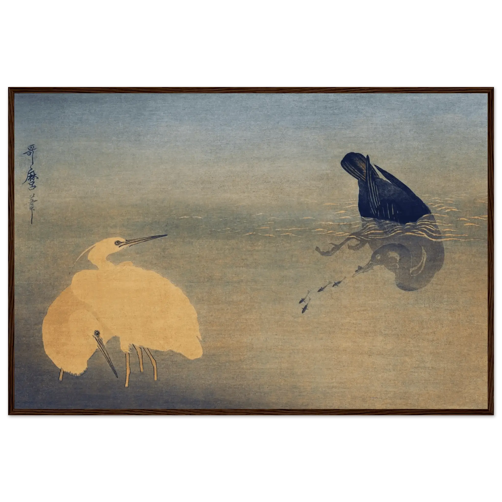 Kormoran und Reiher - Gerahmte Eleganz - HINORI