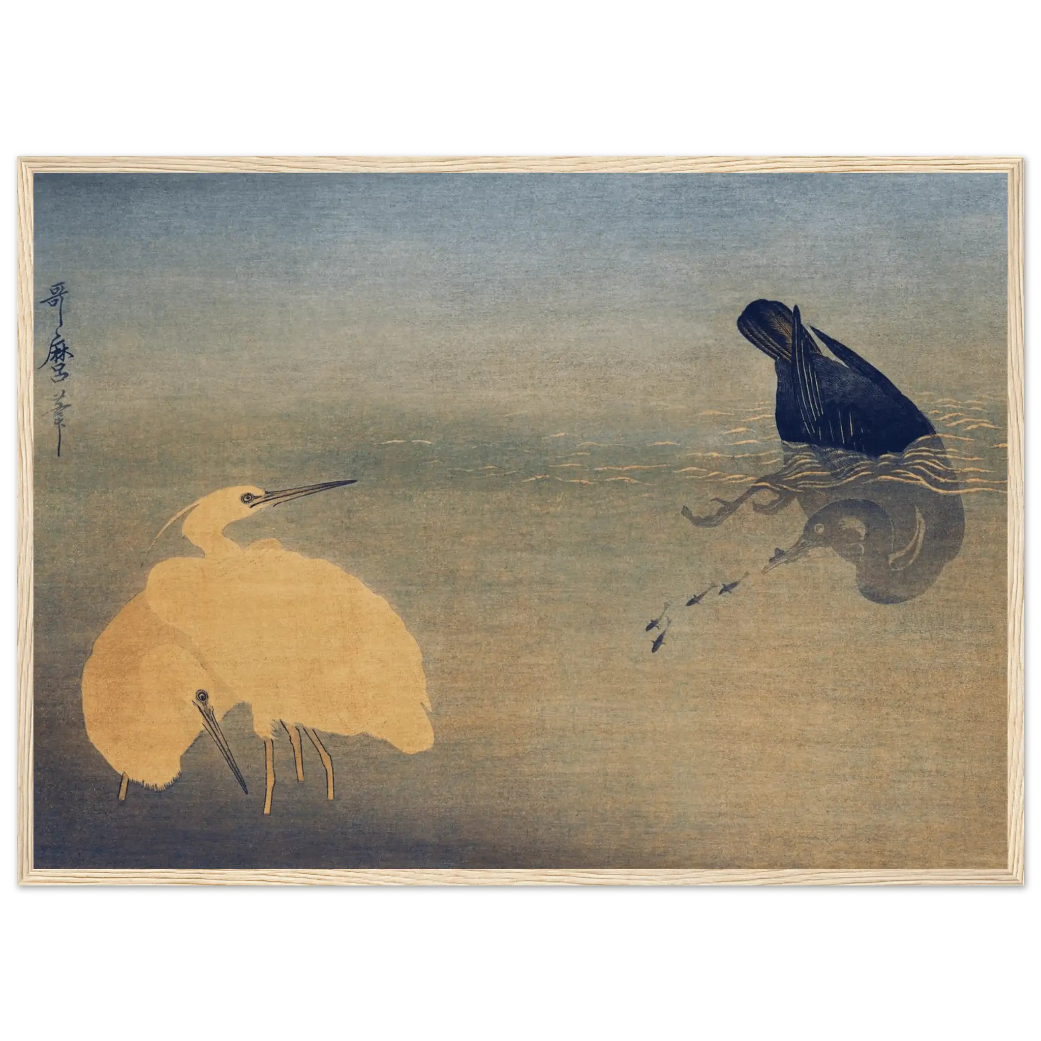Kormoran und Reiher - Gerahmte Eleganz - HINORI