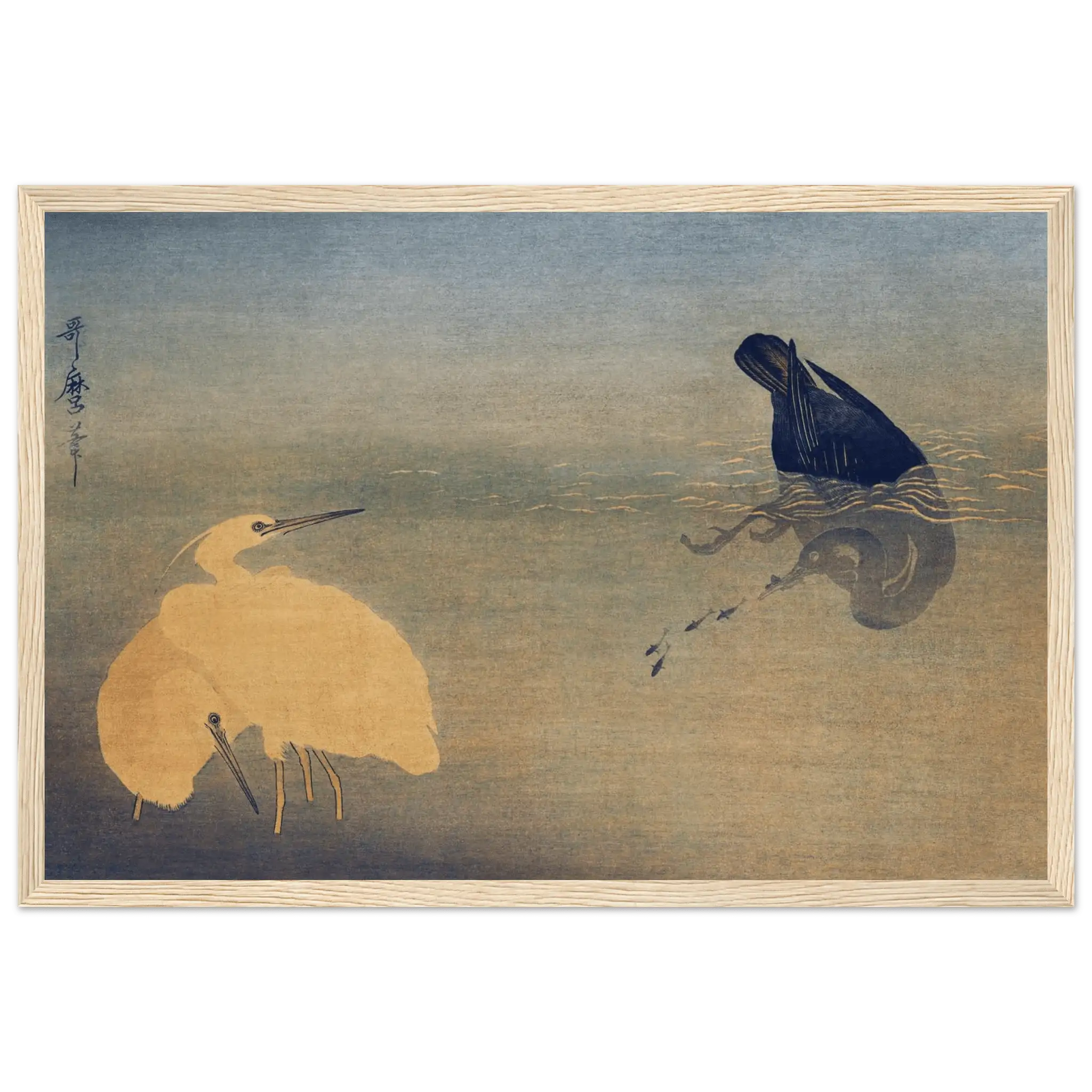 Kormoran und Reiher - Gerahmte Eleganz - HINORI