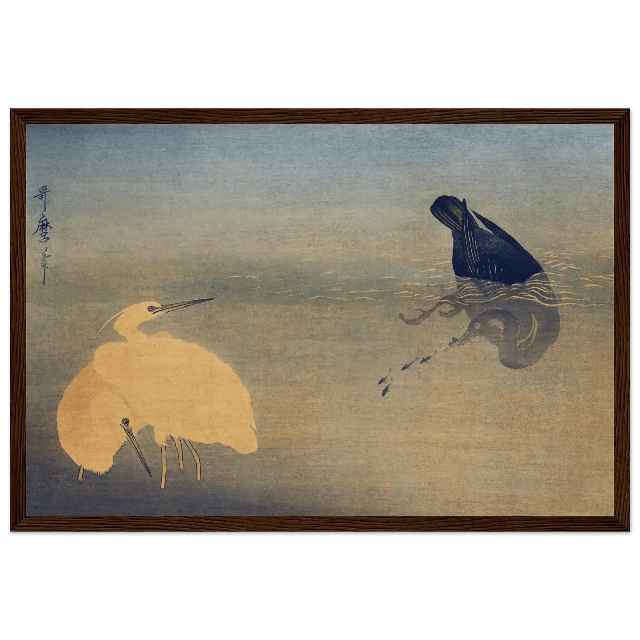 Kormoran und Reiher - Gerahmte Eleganz - HINORI