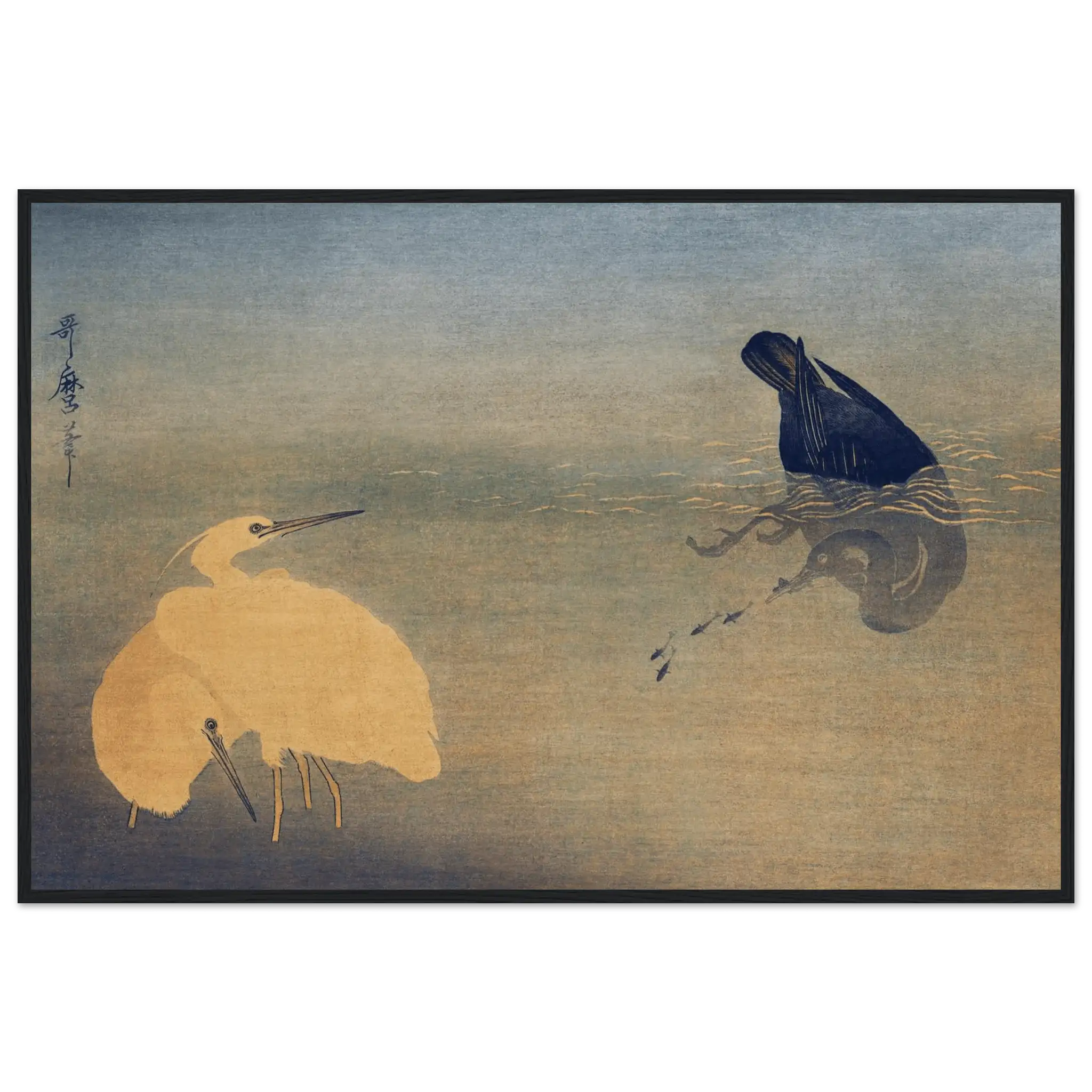 Kormoran und Reiher - Gerahmte Eleganz - HINORI