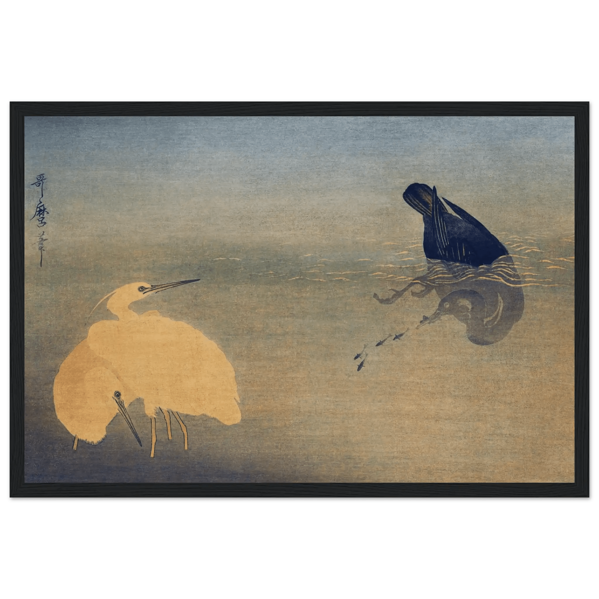 Kormoran und Reiher - Gerahmte Eleganz - HINORI