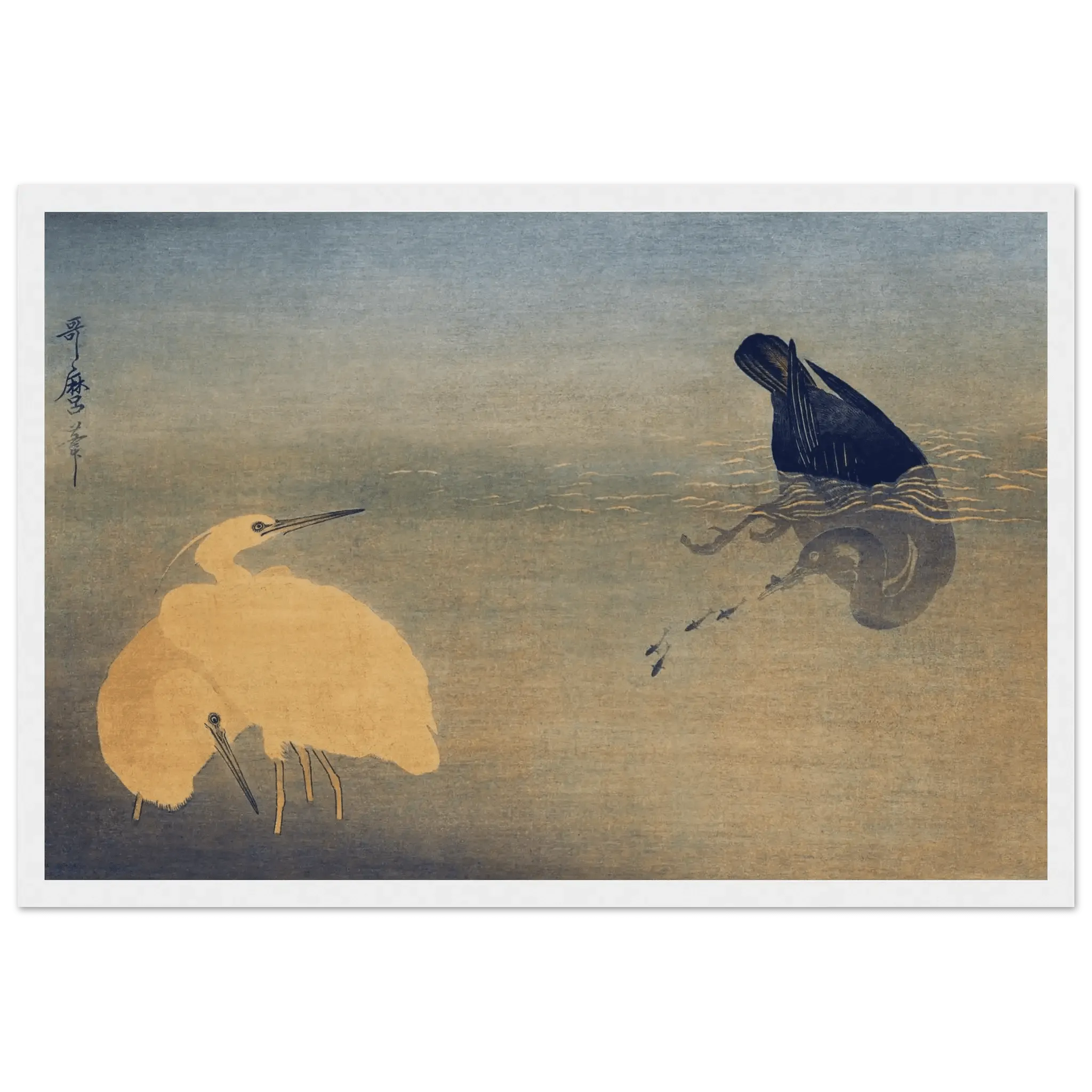 Kormoran und Reiher - Gerahmte Eleganz - HINORI