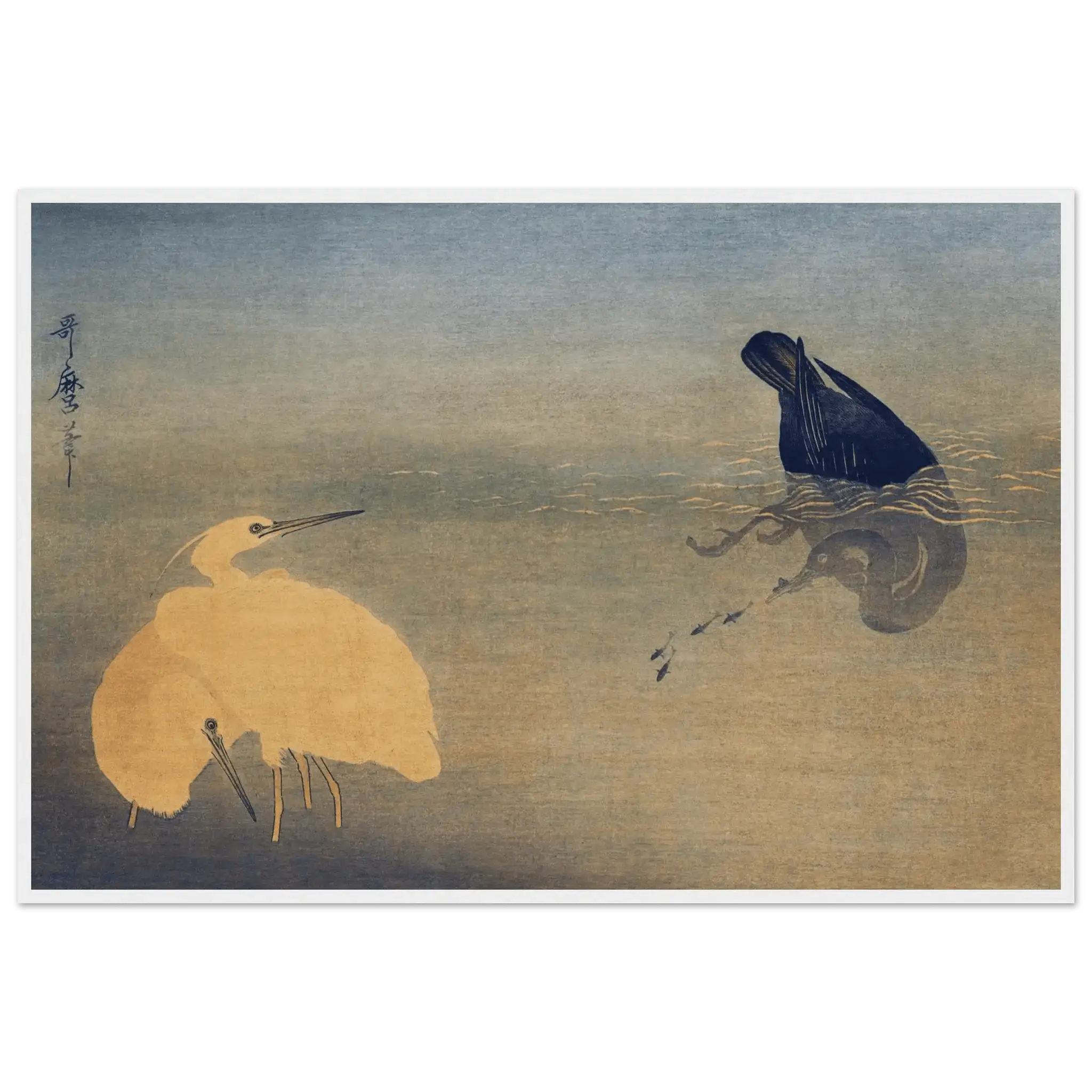 Kormoran und Reiher - Gerahmte Eleganz - HINORI