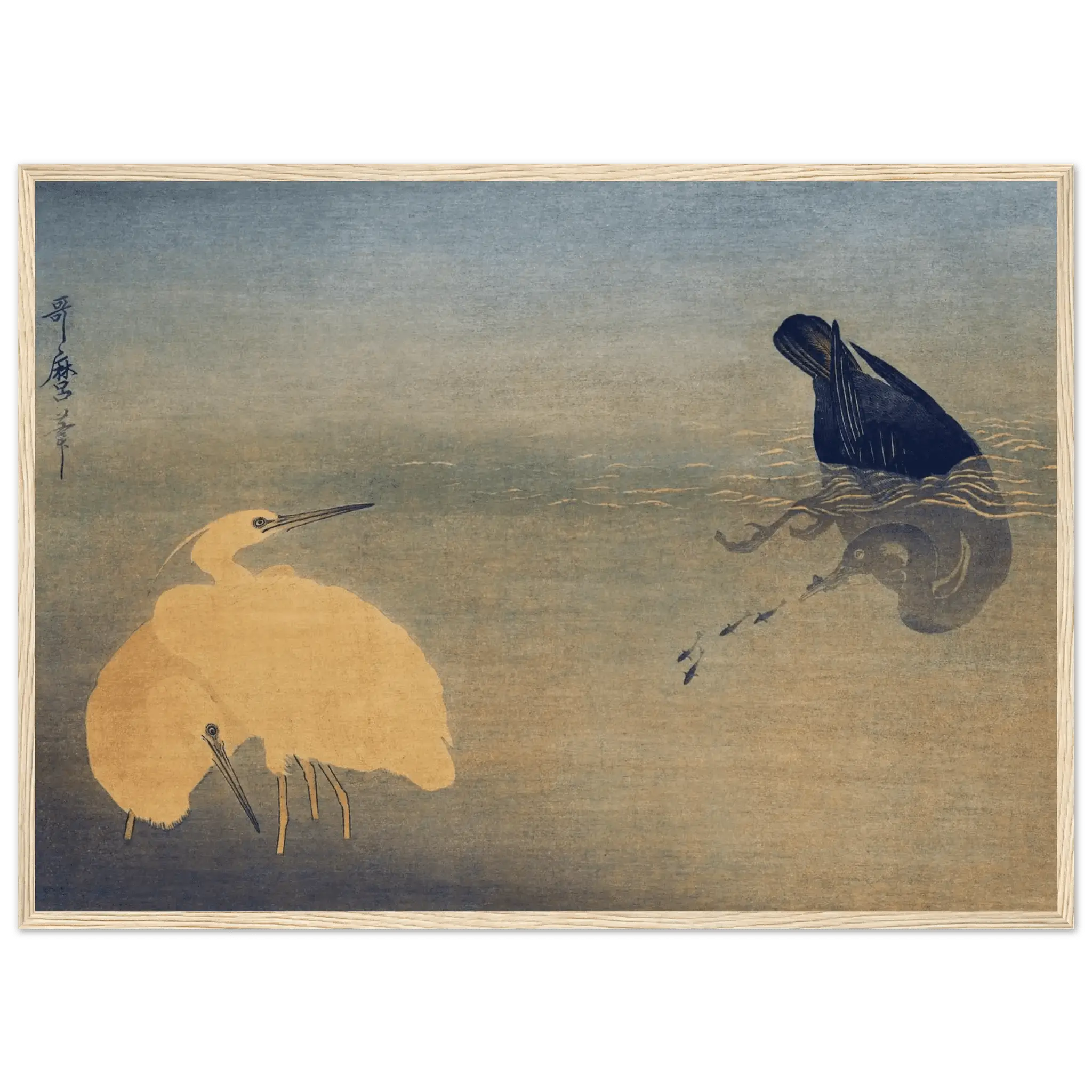 Kormoran und Reiher - Gerahmte Eleganz - HINORI